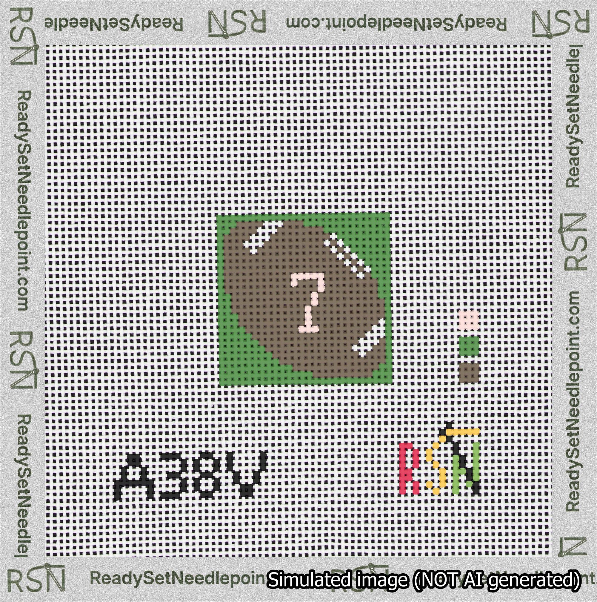 Football Bag Charm Pink 0-49 Needlepoint Canvas Design