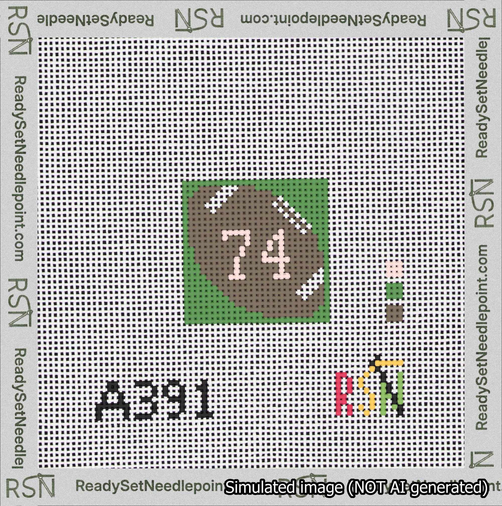 Football Bag Charm Pink 50-99 Needlepoint Canvas Design