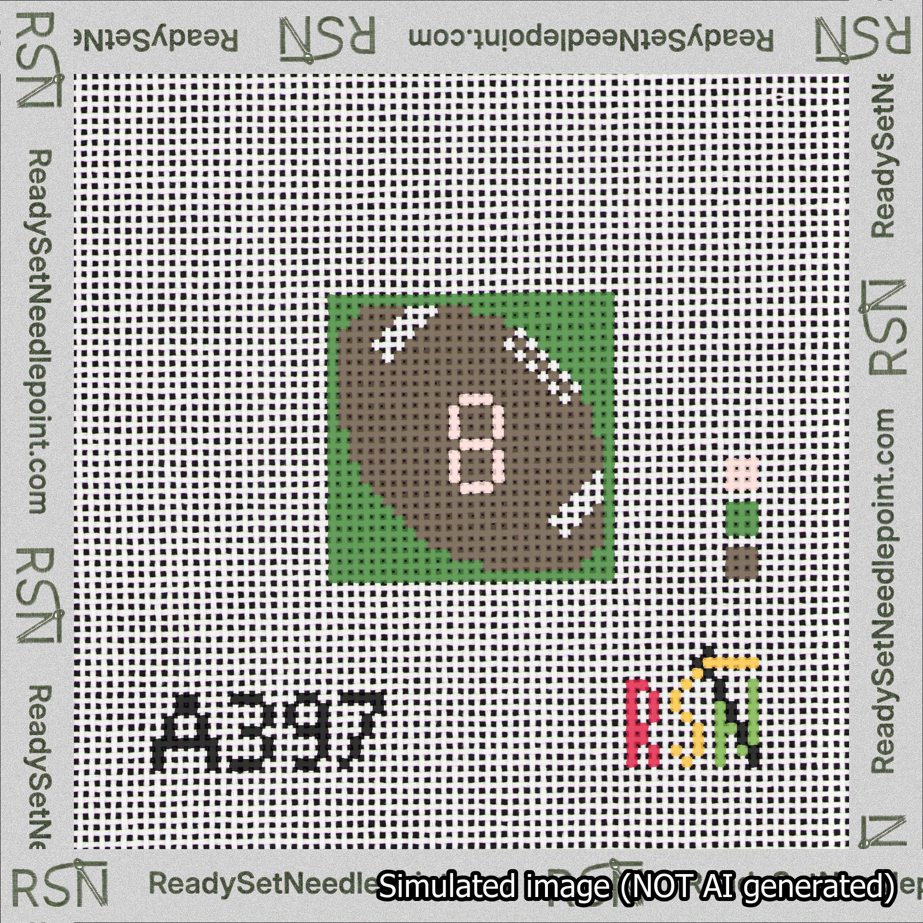 Football Bag Charm Pink 0-49 Needlepoint Canvas Design