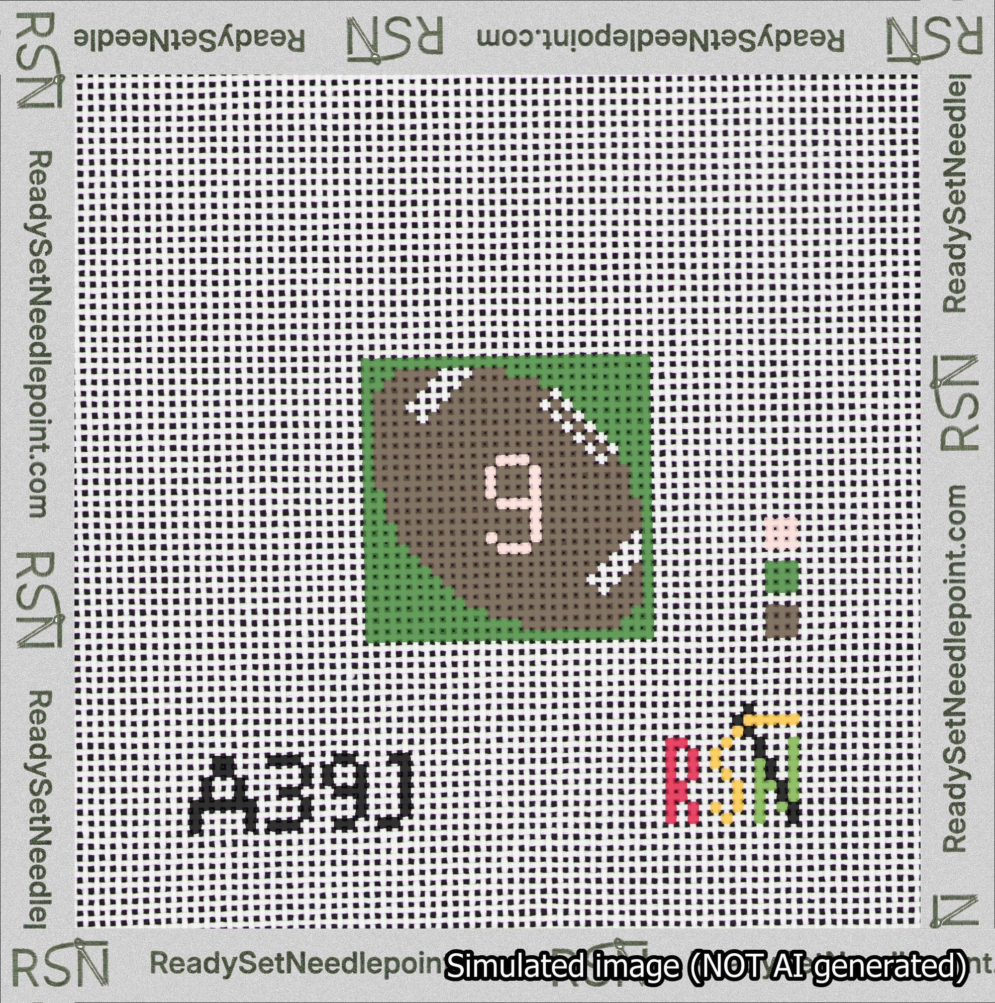 Football Bag Charm Pink 0-49 Needlepoint Canvas Design