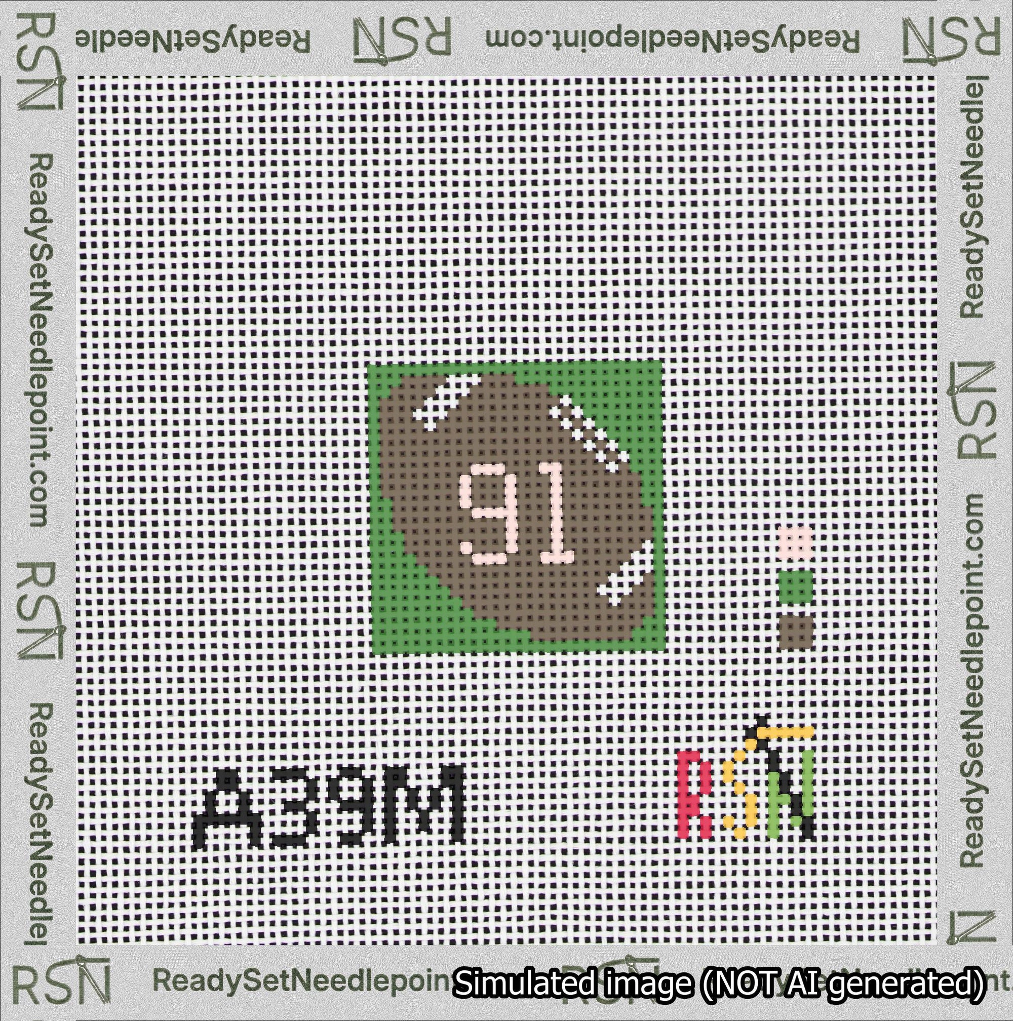 Football Bag Charm Pink 50-99 Needlepoint Canvas Design