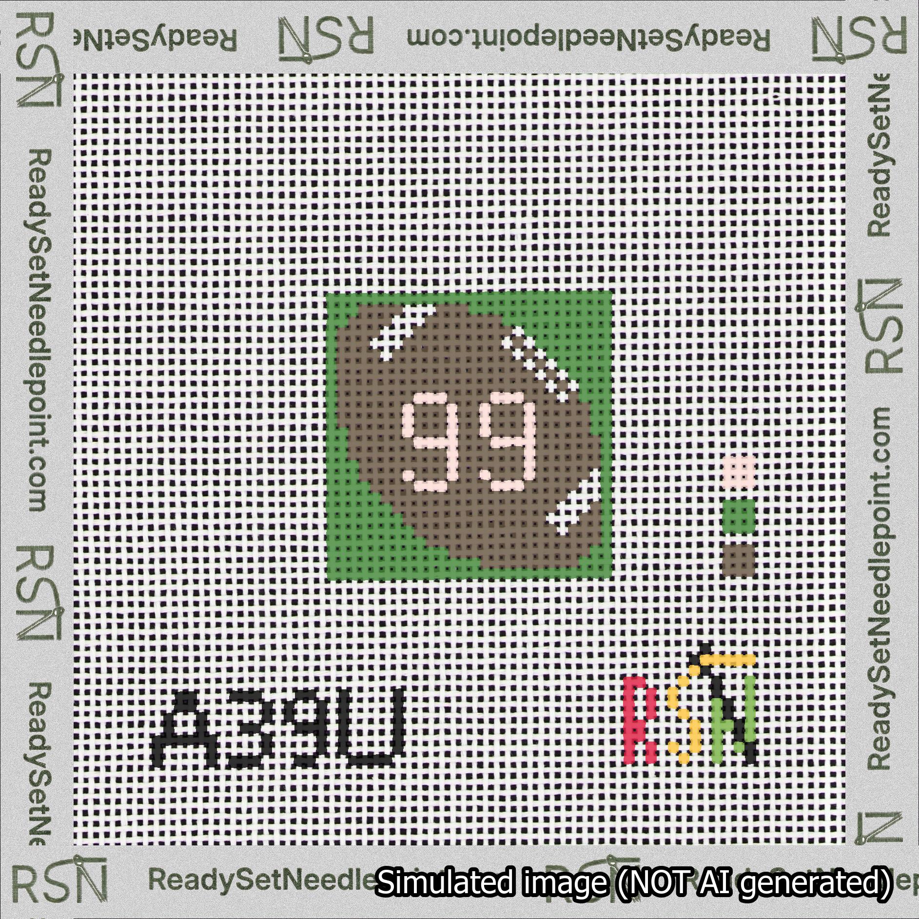 Football Bag Charm Pink 50-99 Needlepoint Canvas Design