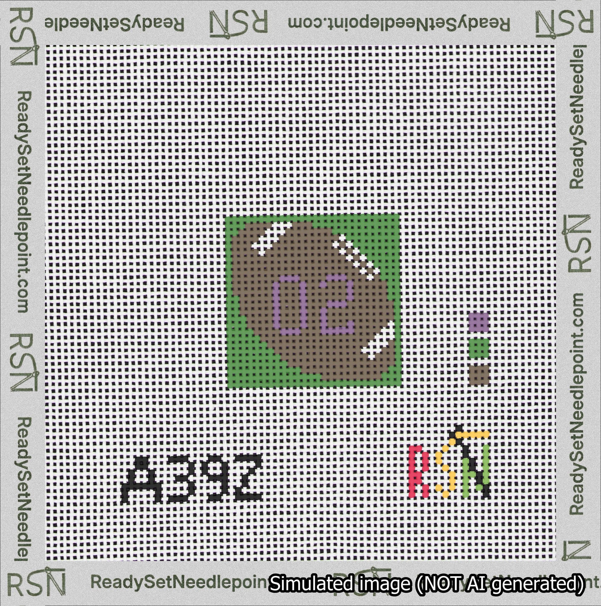 Football Bag Charm Purple 0-49 Needlepoint Canvas Design