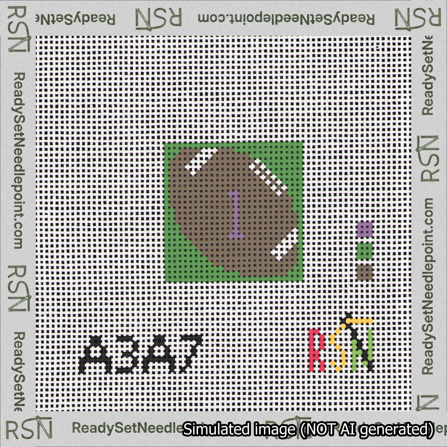 Football Bag Charm Purple 0-49 Needlepoint Canvas Design
