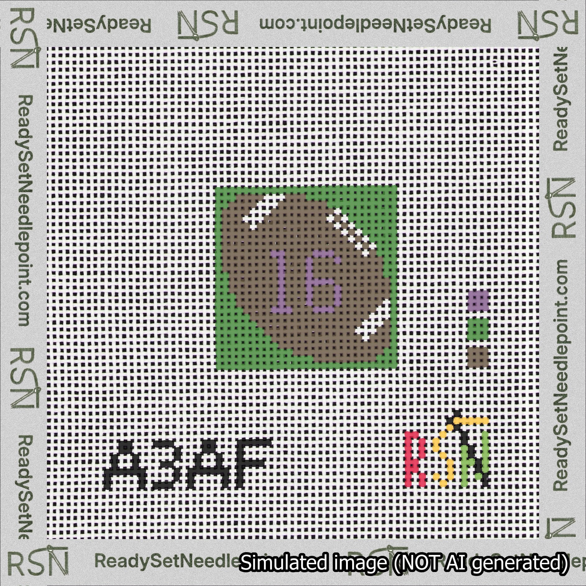 Football Bag Charm Purple 0-49 Needlepoint Canvas Design