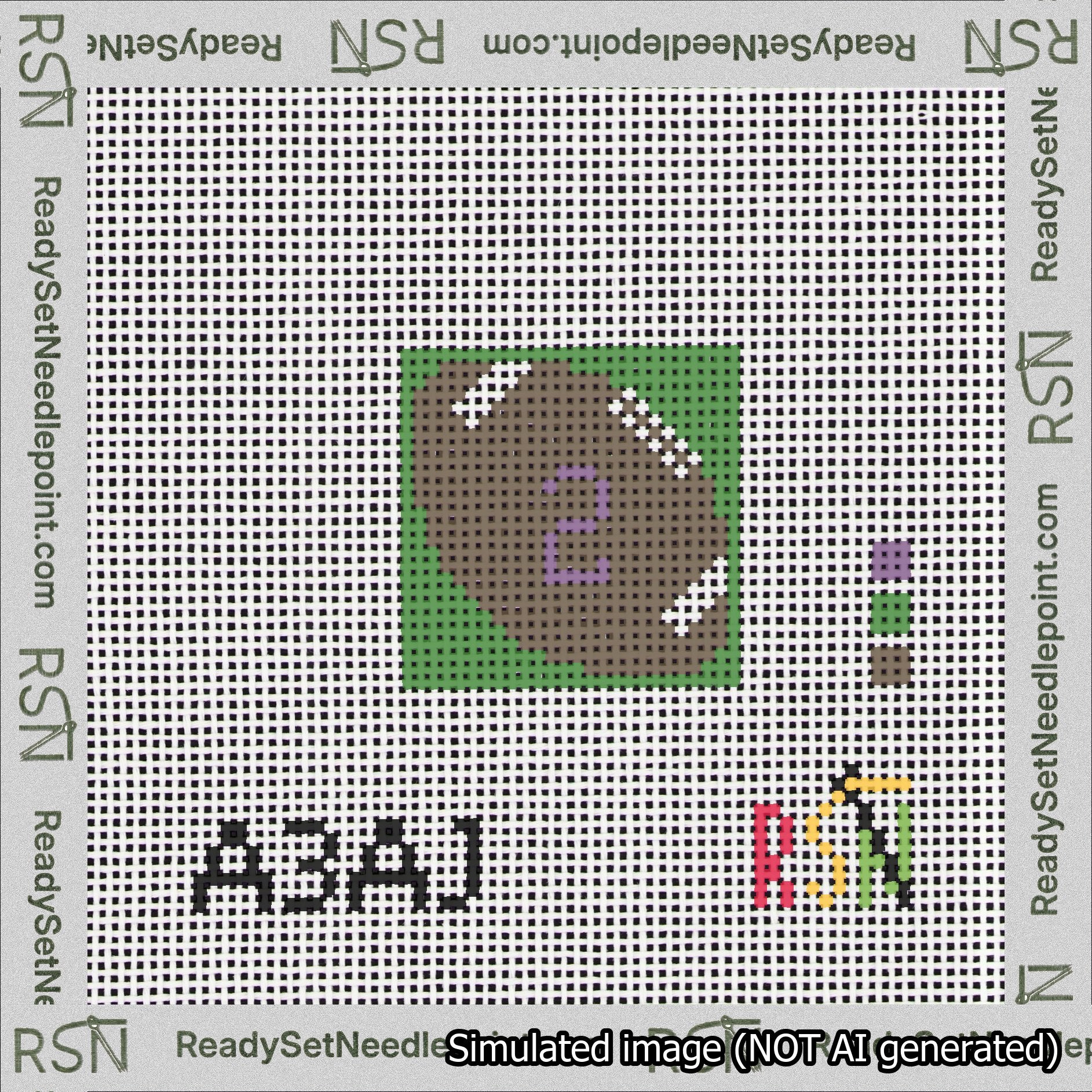Football Bag Charm Purple 0-49 Needlepoint Canvas Design