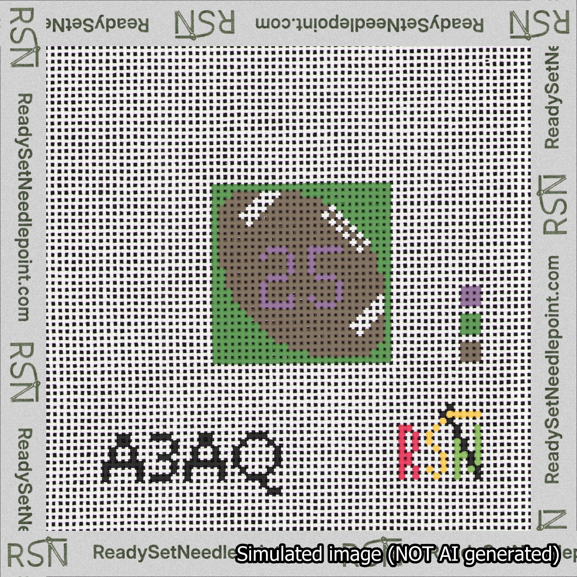 Football Bag Charm Purple 0-49 Needlepoint Canvas Design