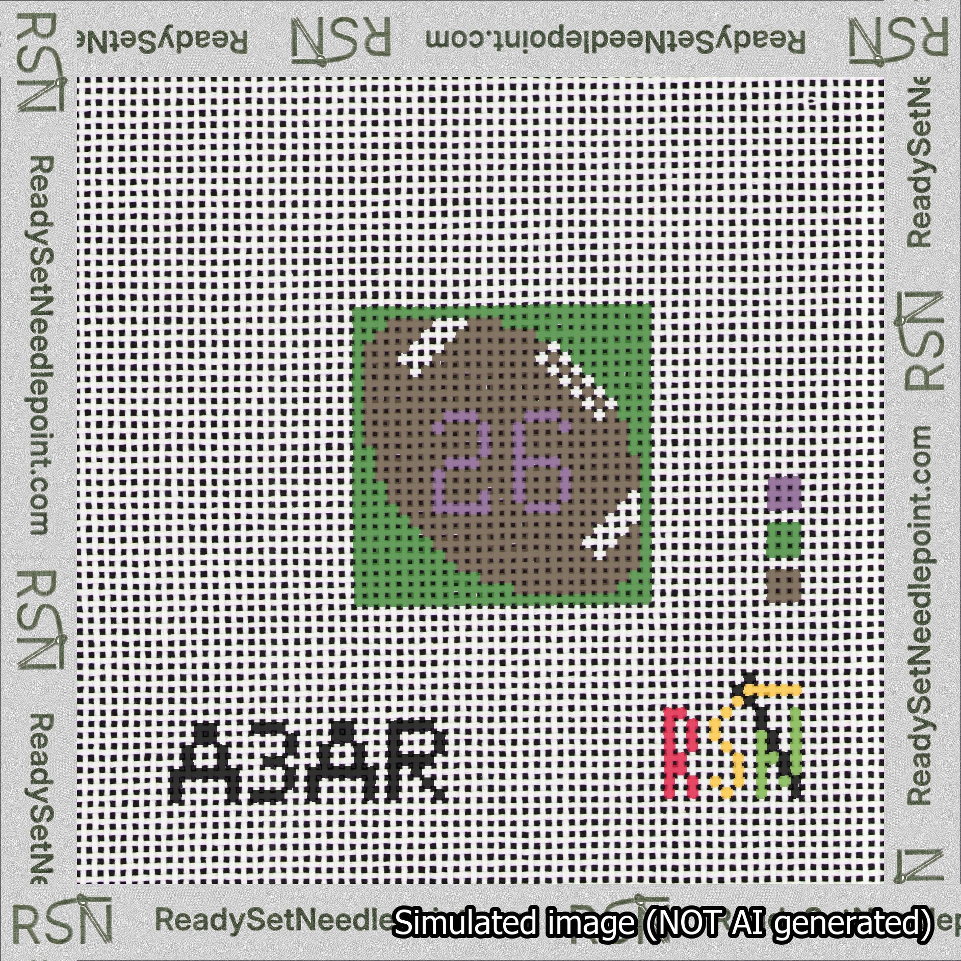 Football Bag Charm Purple 0-49 Needlepoint Canvas Design
