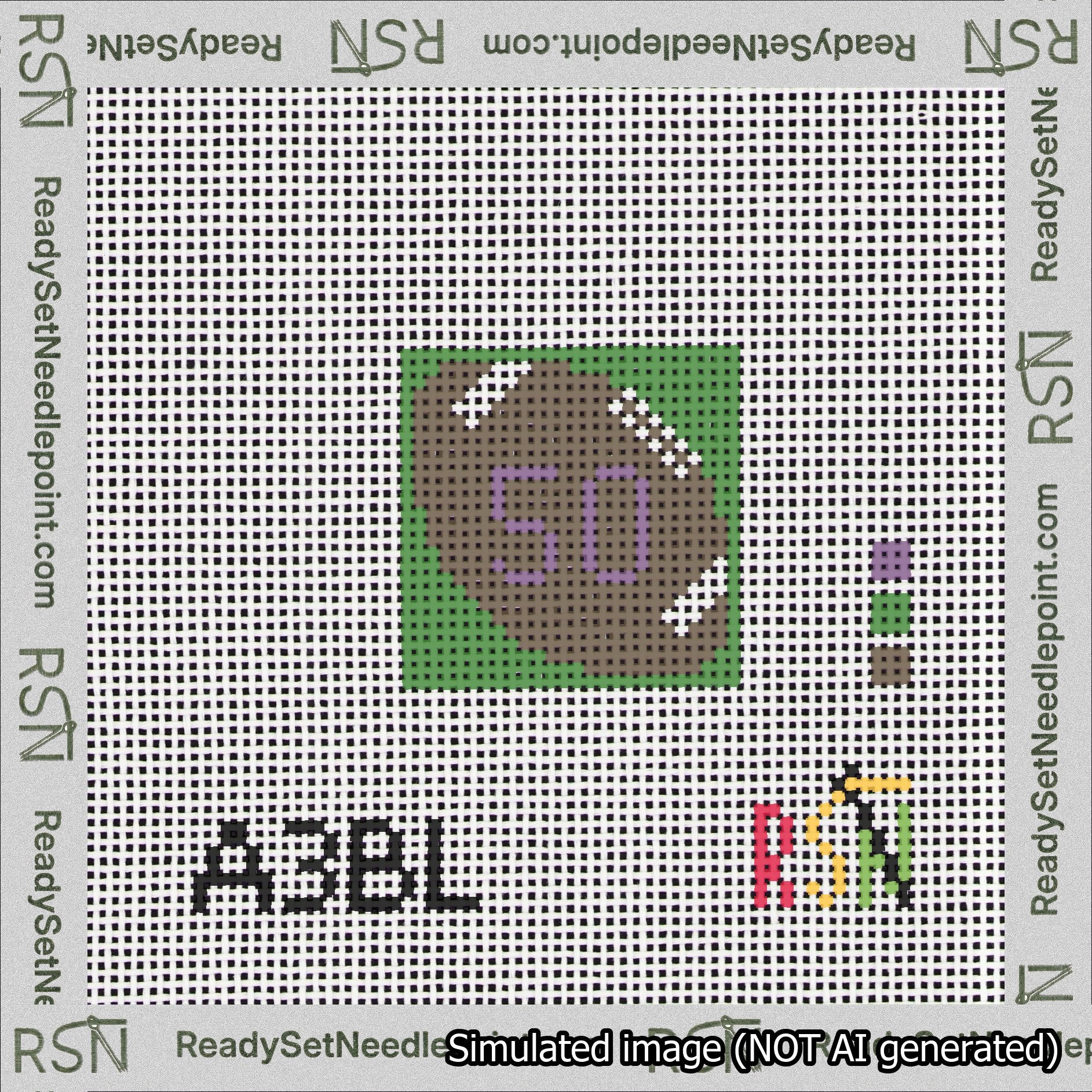 Football Bag Charm Purple 50-99 Needlepoint Canvas Design