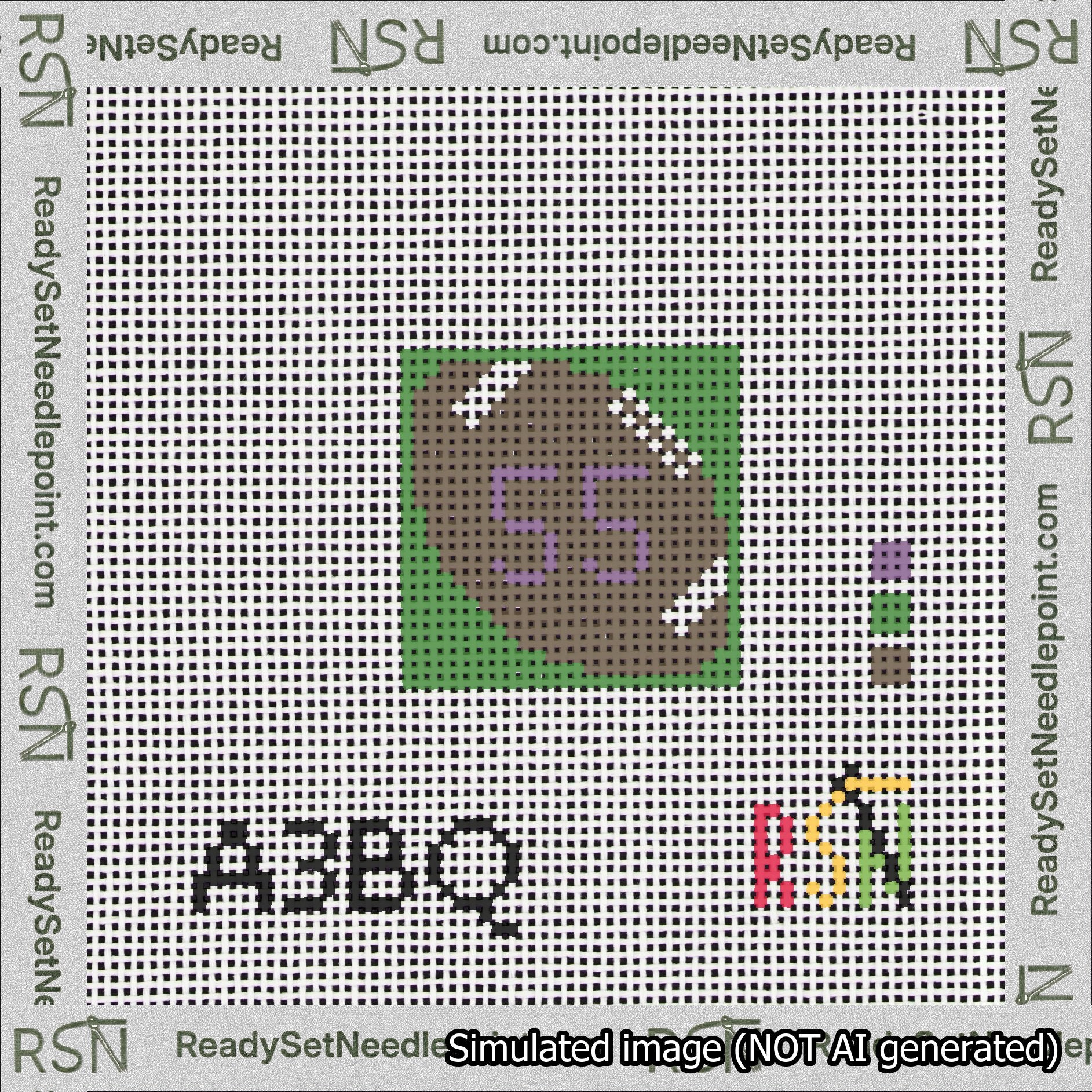 Football Bag Charm Purple 50-99 Needlepoint Canvas Design