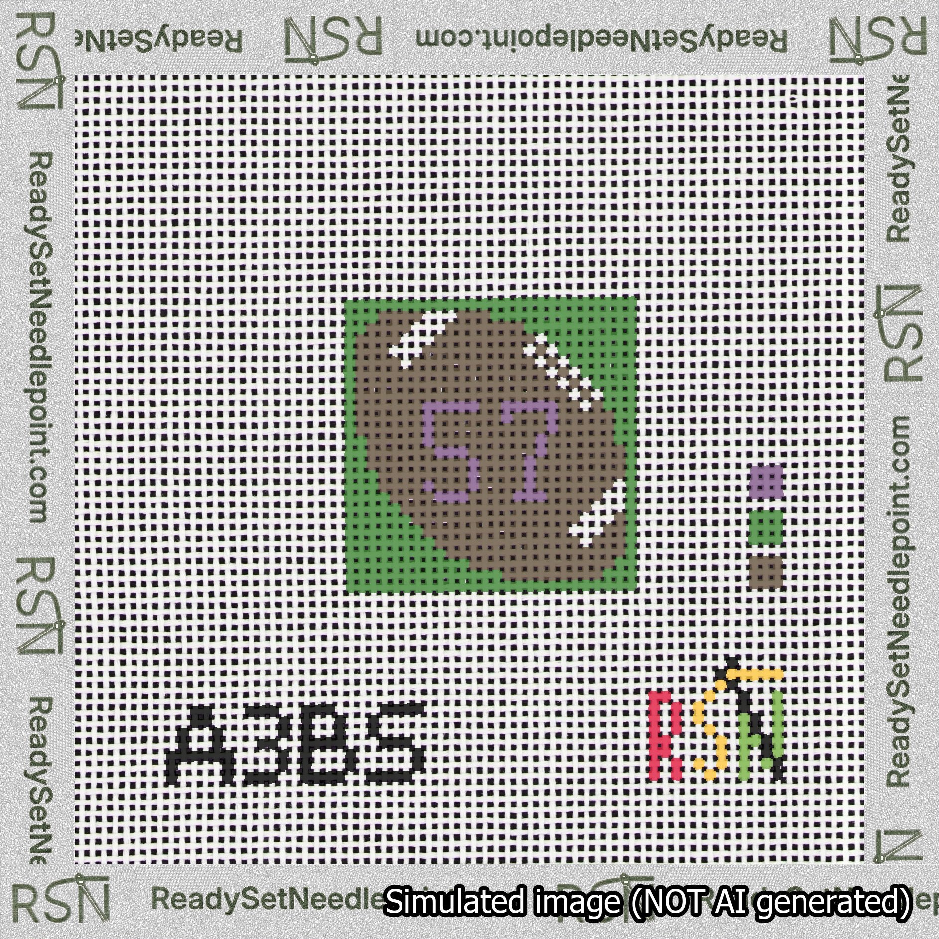 Football Bag Charm Purple 50-99 Needlepoint Canvas Design