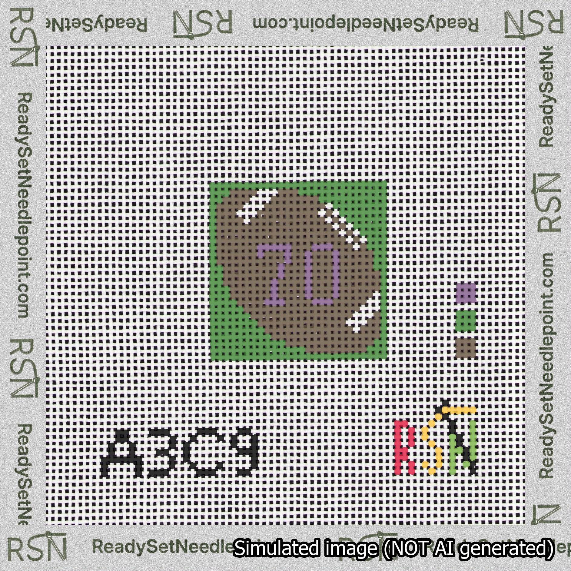 Football Bag Charm Purple 50-99 Needlepoint Canvas Design