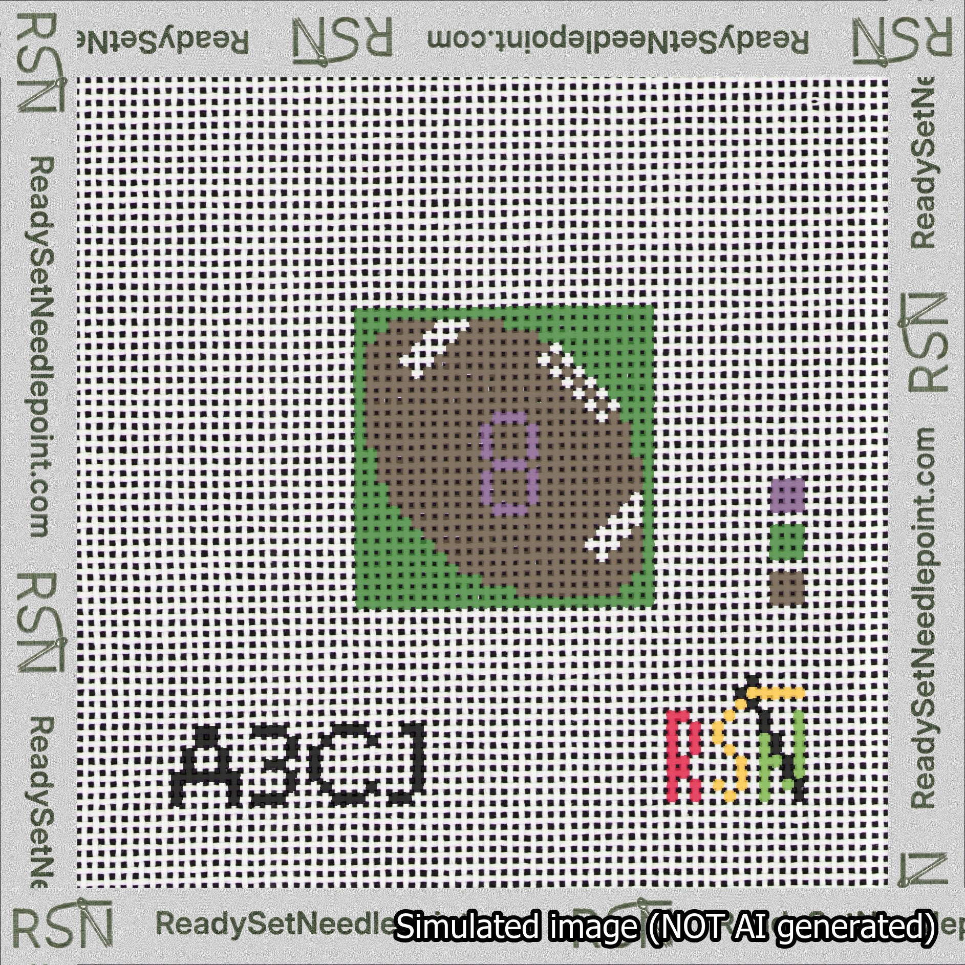 Football Bag Charm Purple 0-49 Needlepoint Canvas Design