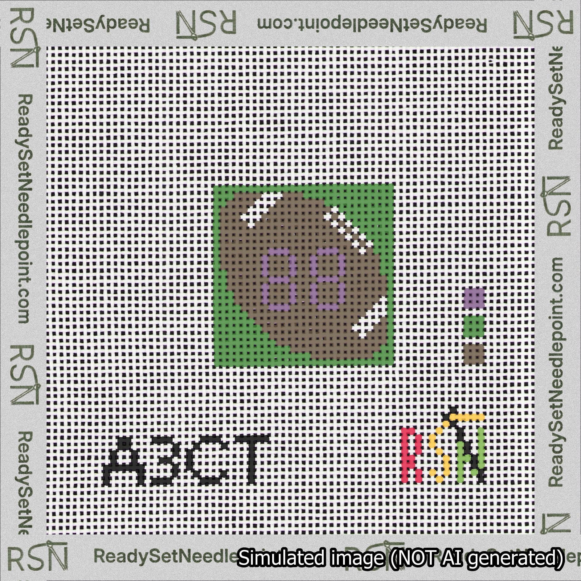 Football Bag Charm Purple 50-99 Needlepoint Canvas Design