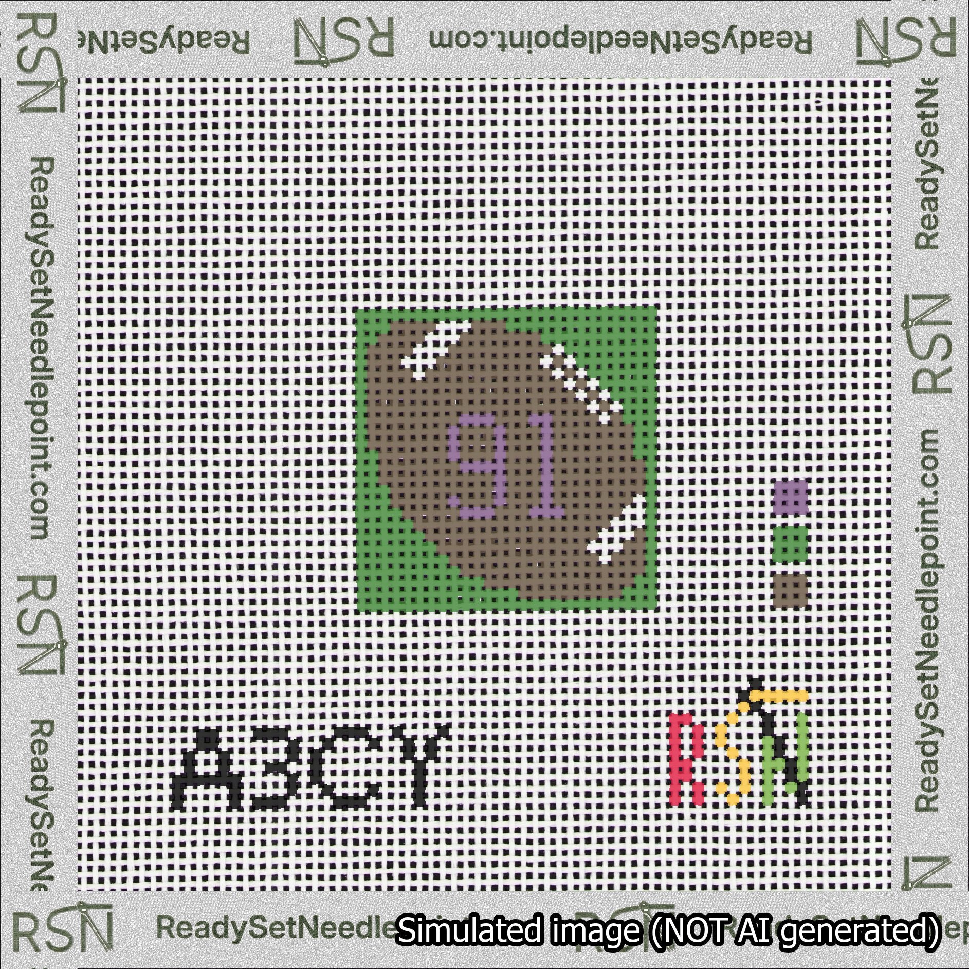 Football Bag Charm Purple 50-99 Needlepoint Canvas Design