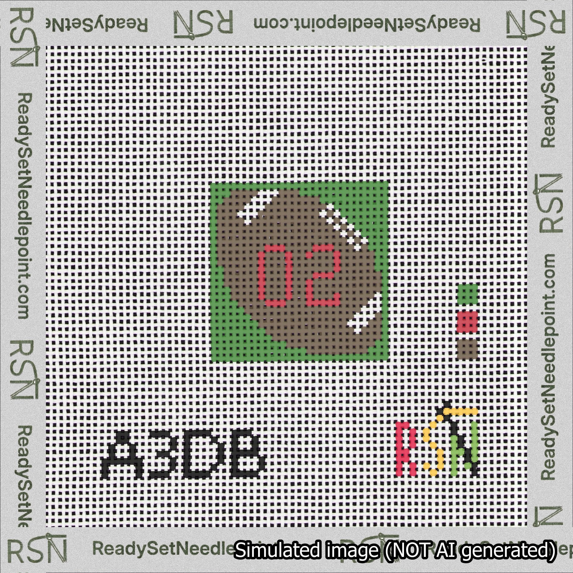 Football Bag Charm Red 0-49 Needlepoint Canvas Design