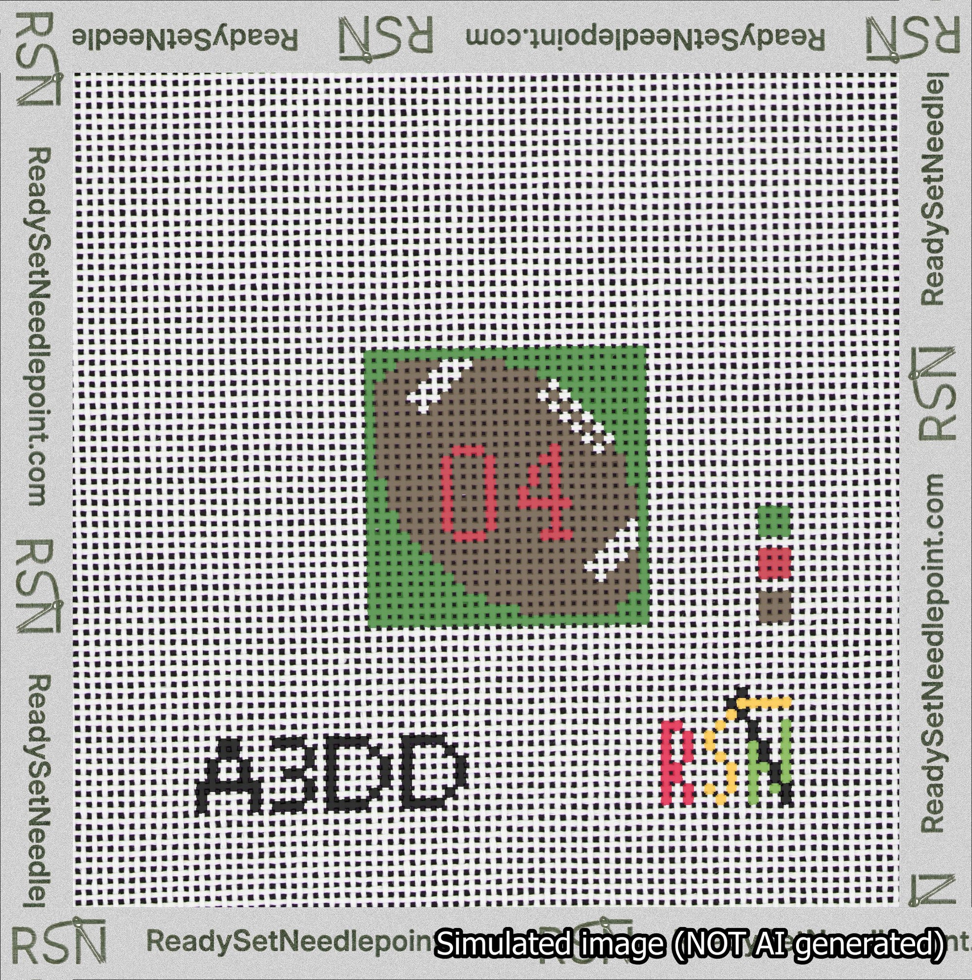 Football Bag Charm Red 0-49 Needlepoint Canvas Design