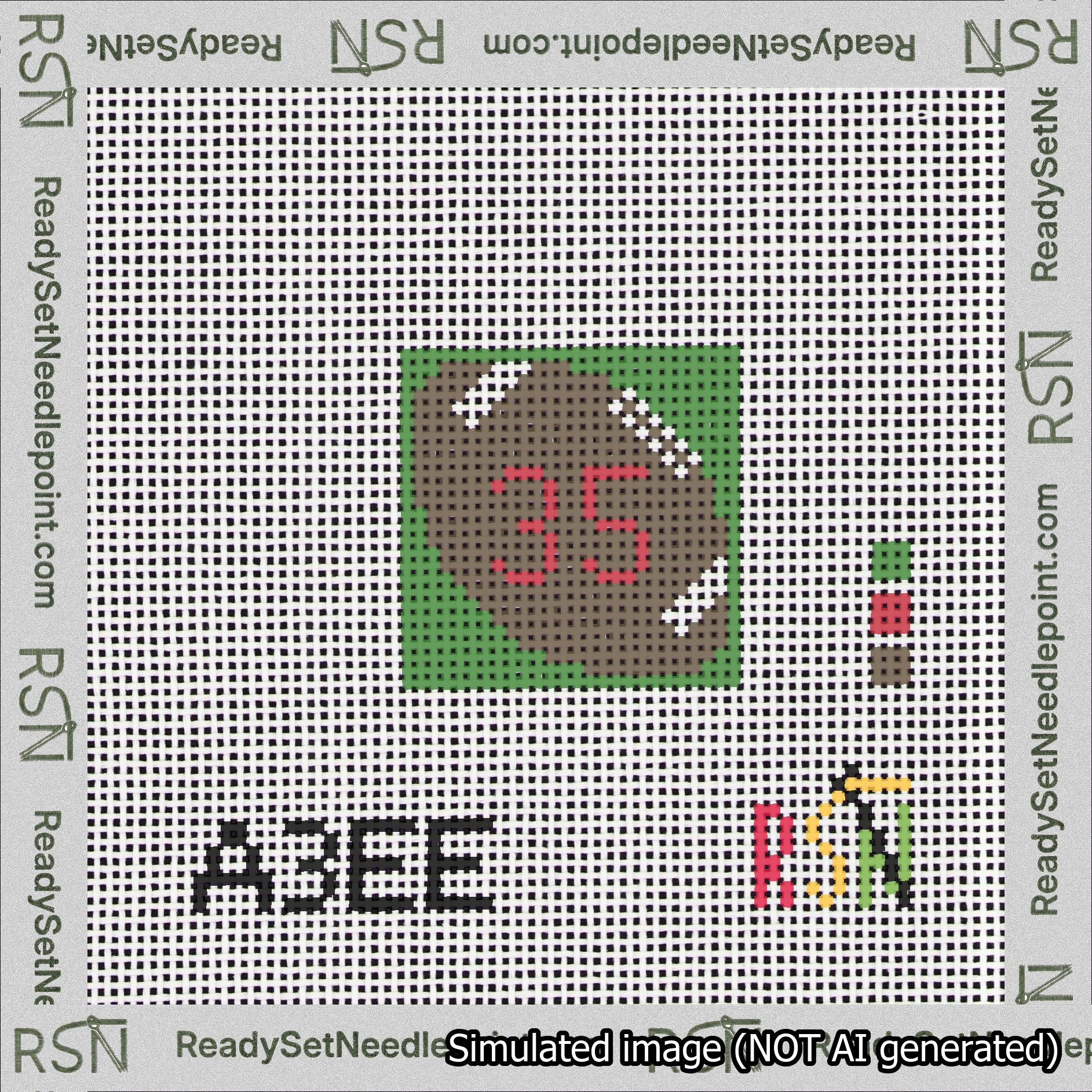 Football Bag Charm Red 0-49 Needlepoint Canvas Design