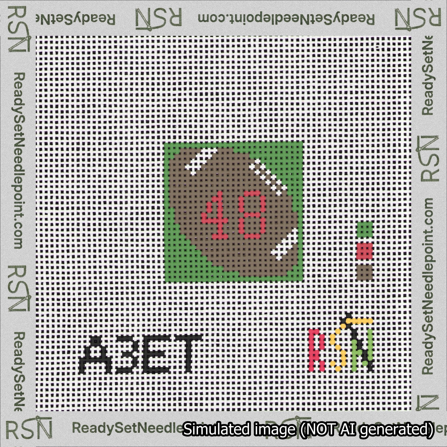 Football Bag Charm Red 0-49 Needlepoint Canvas Design