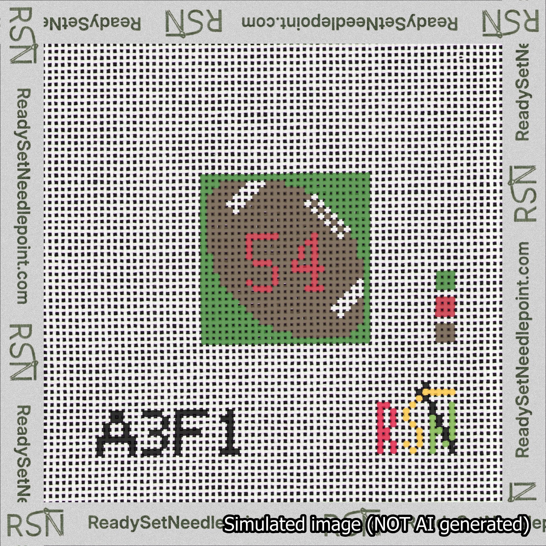 Football Bag Charm Red 50-99 Needlepoint Canvas Design