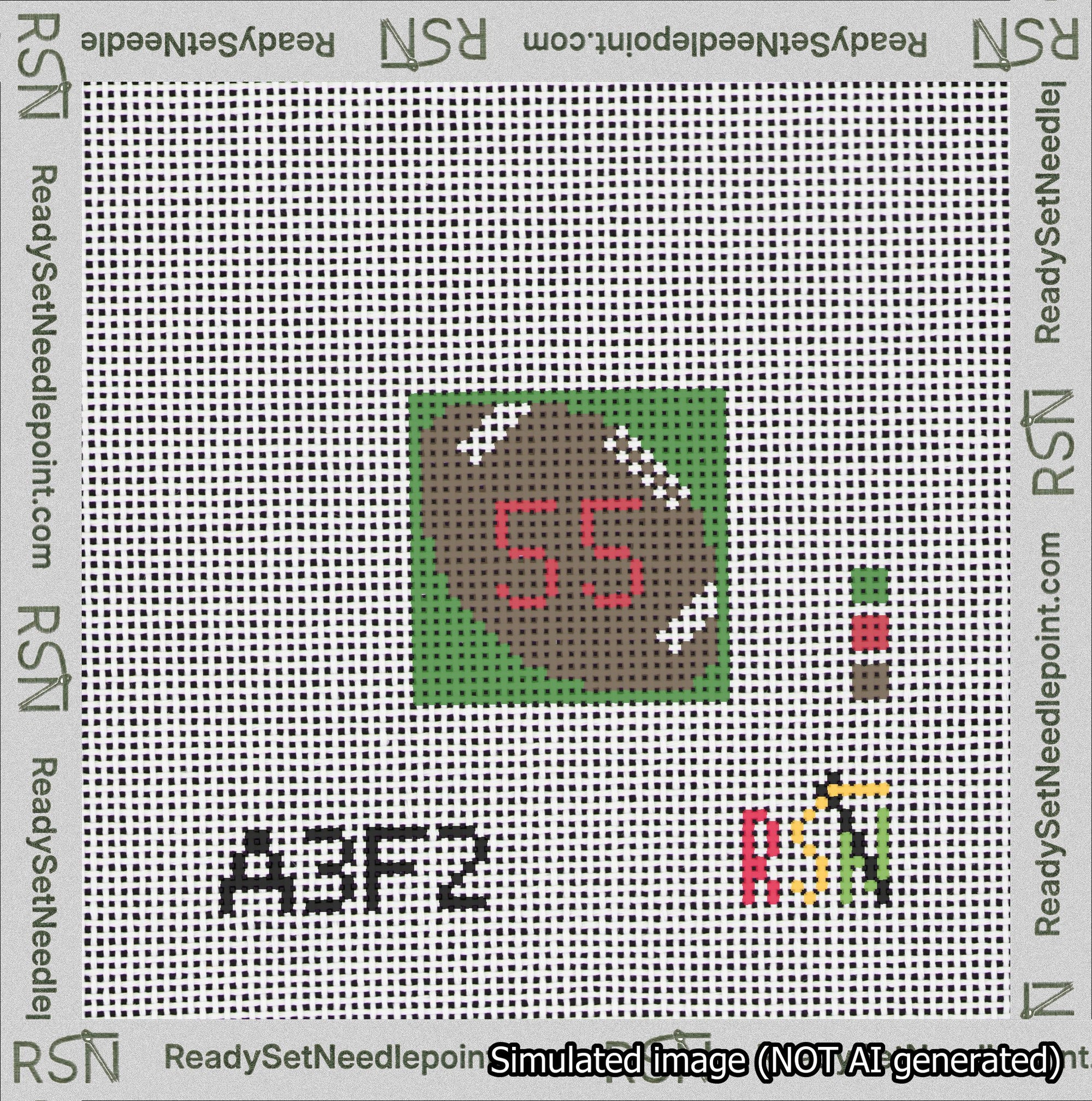 Football Bag Charm Red 50-99 Needlepoint Canvas Design