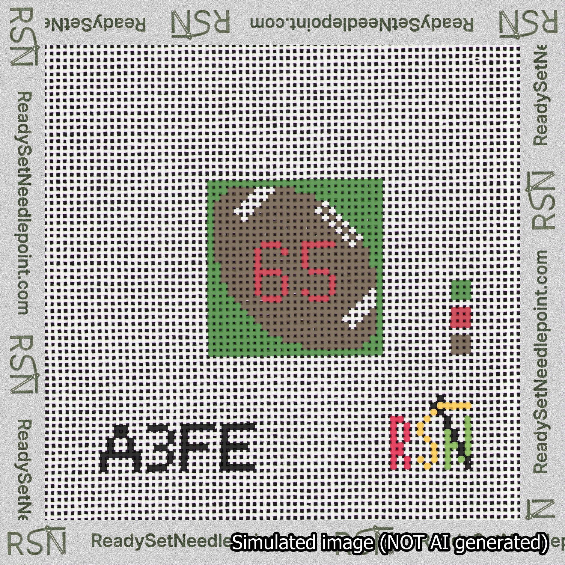 Football Bag Charm Red 50-99 Needlepoint Canvas Design