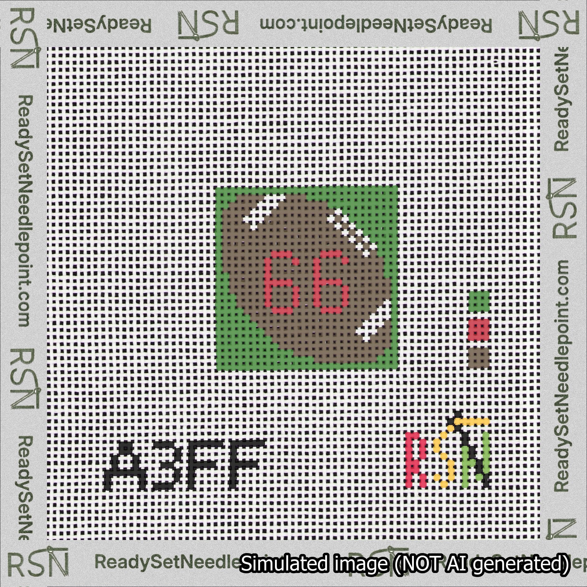 Football Bag Charm Red 50-99 Needlepoint Canvas Design