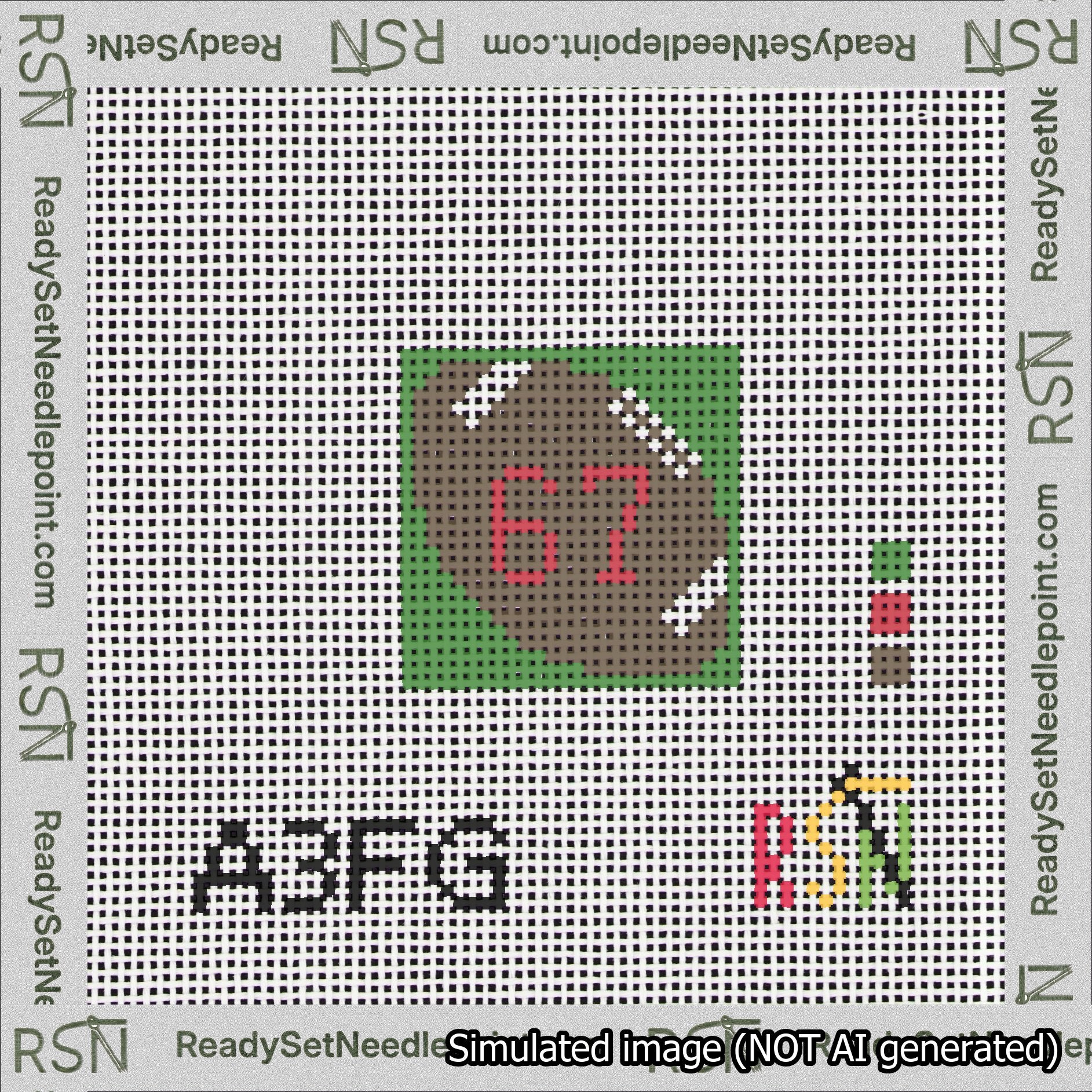 Football Bag Charm Red 50-99 Needlepoint Canvas Design