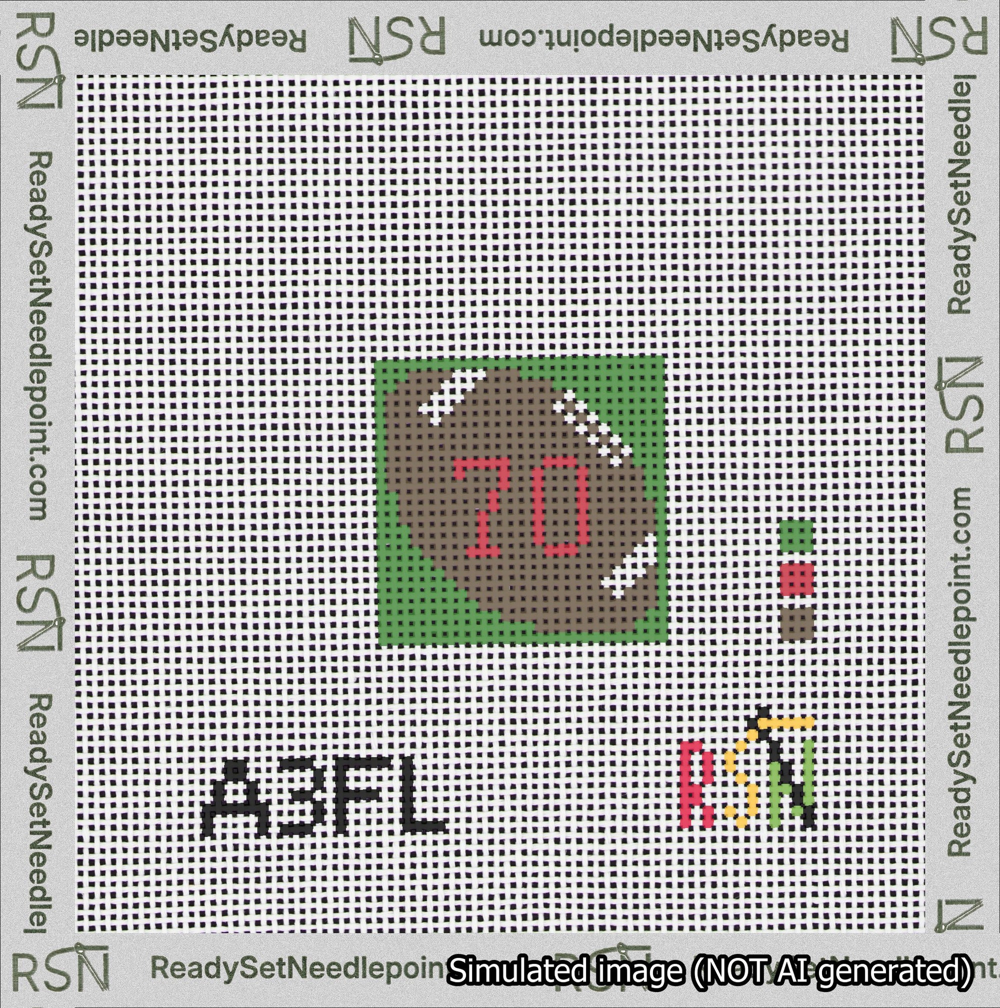 Football Bag Charm Red 50-99 Needlepoint Canvas Design