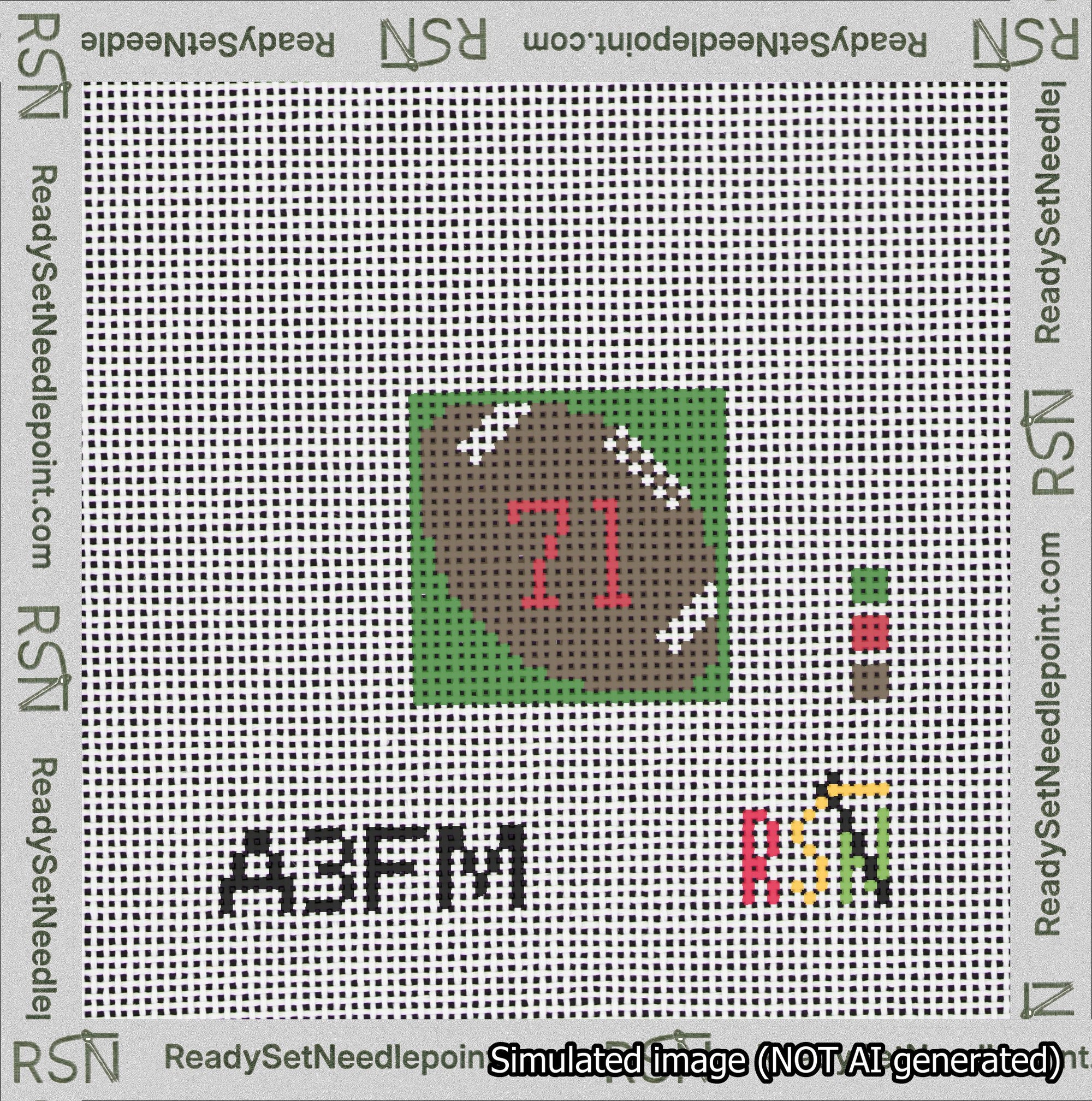 Football Bag Charm Red 50-99 Needlepoint Canvas Design