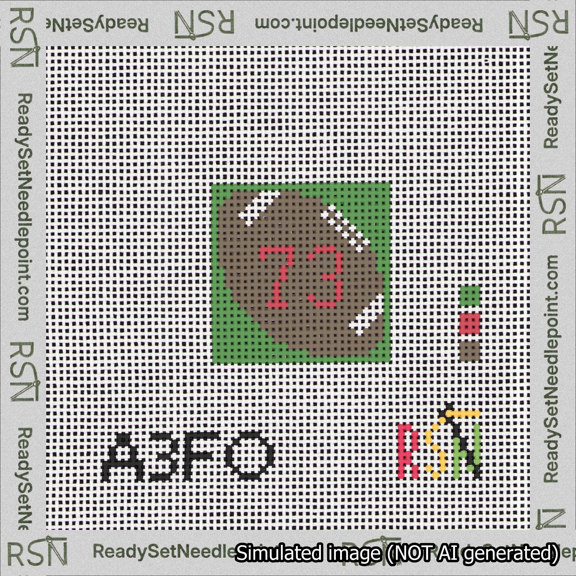 Football Bag Charm Red 50-99 Needlepoint Canvas Design