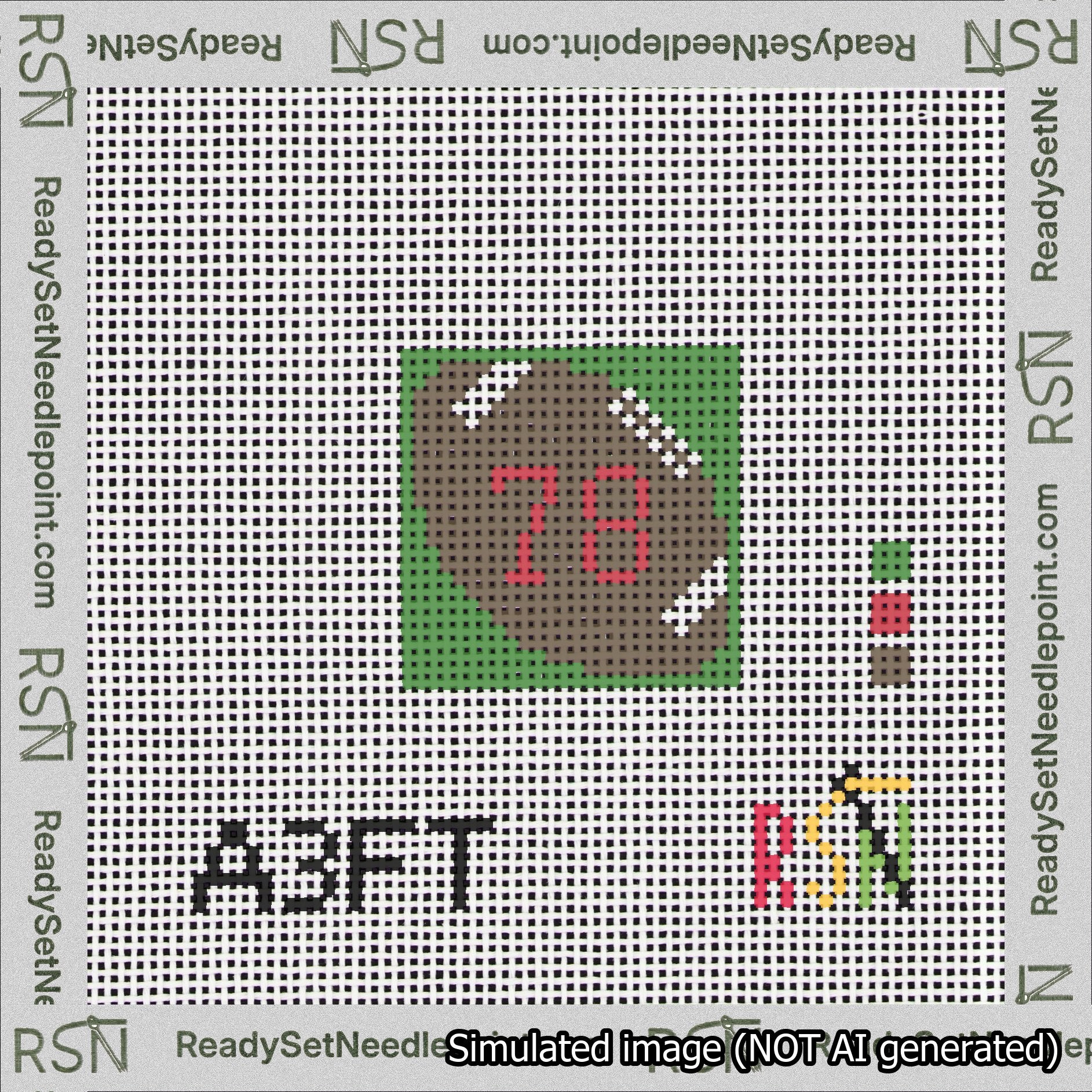 Football Bag Charm Red 50-99 Needlepoint Canvas Design