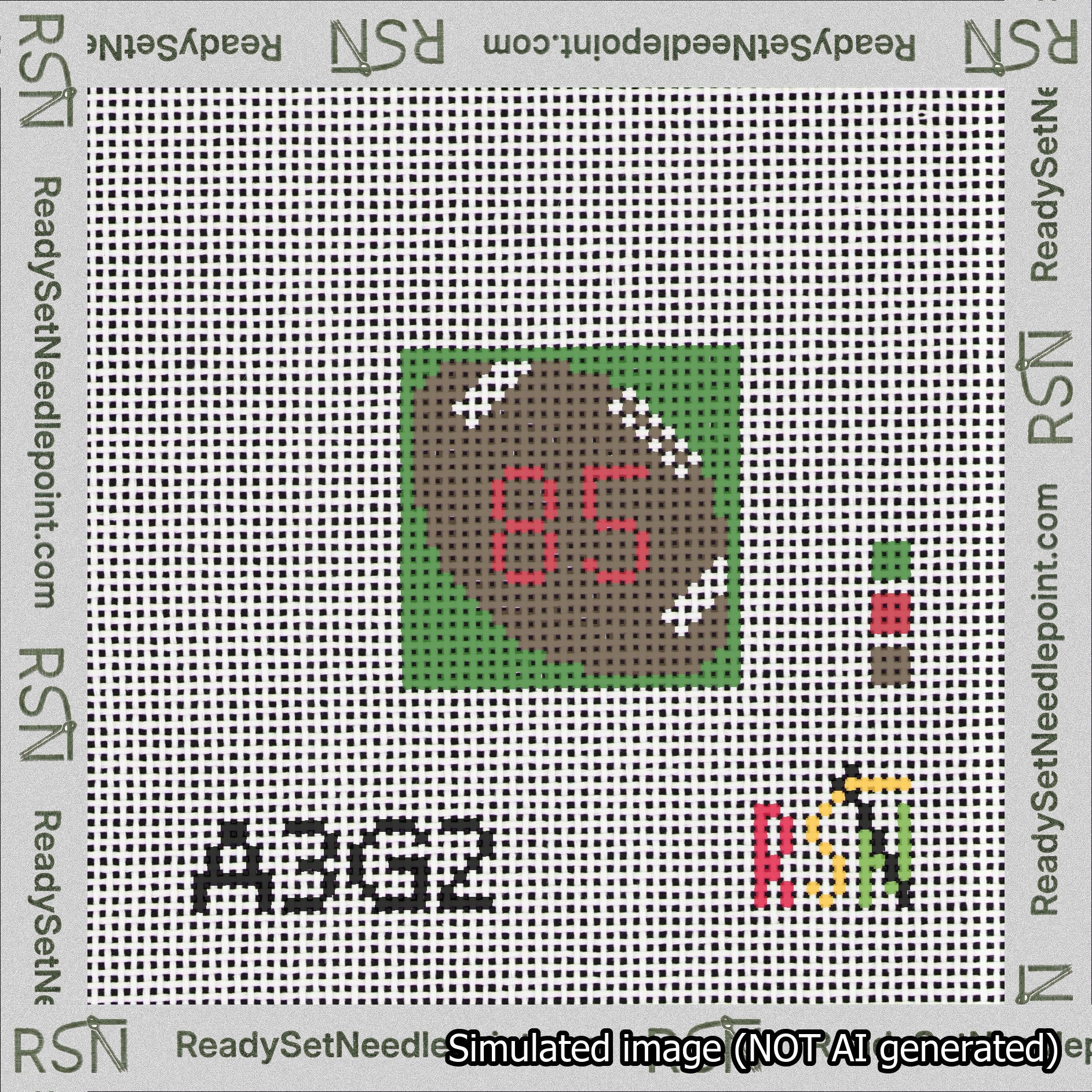 Football Bag Charm Red 50-99 Needlepoint Canvas Design