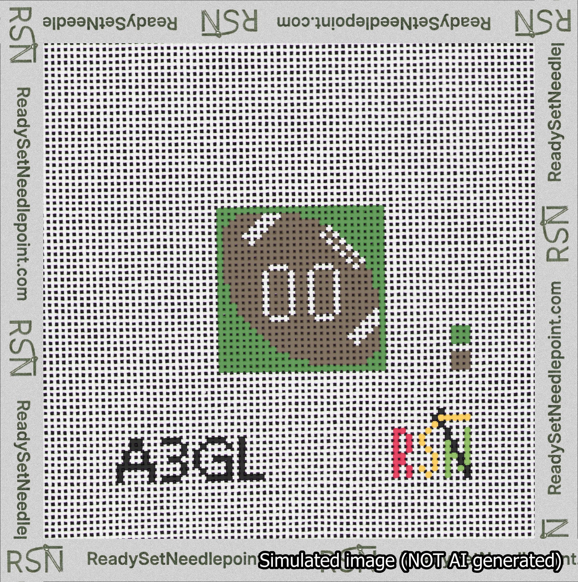 Football Bag Charm White 0-49 Needlepoint Canvas Design