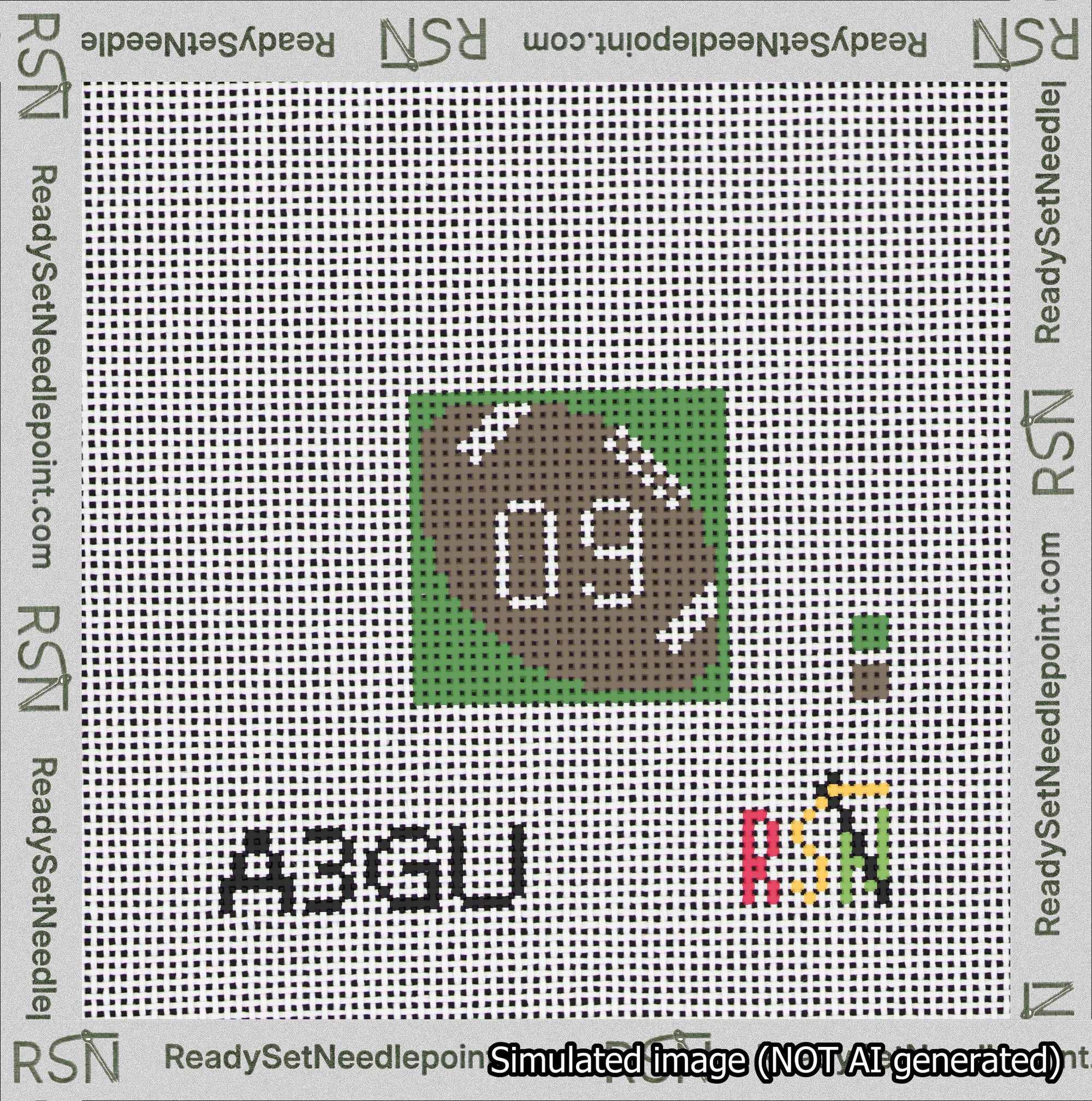 Football Bag Charm White 0-49 Needlepoint Canvas Design