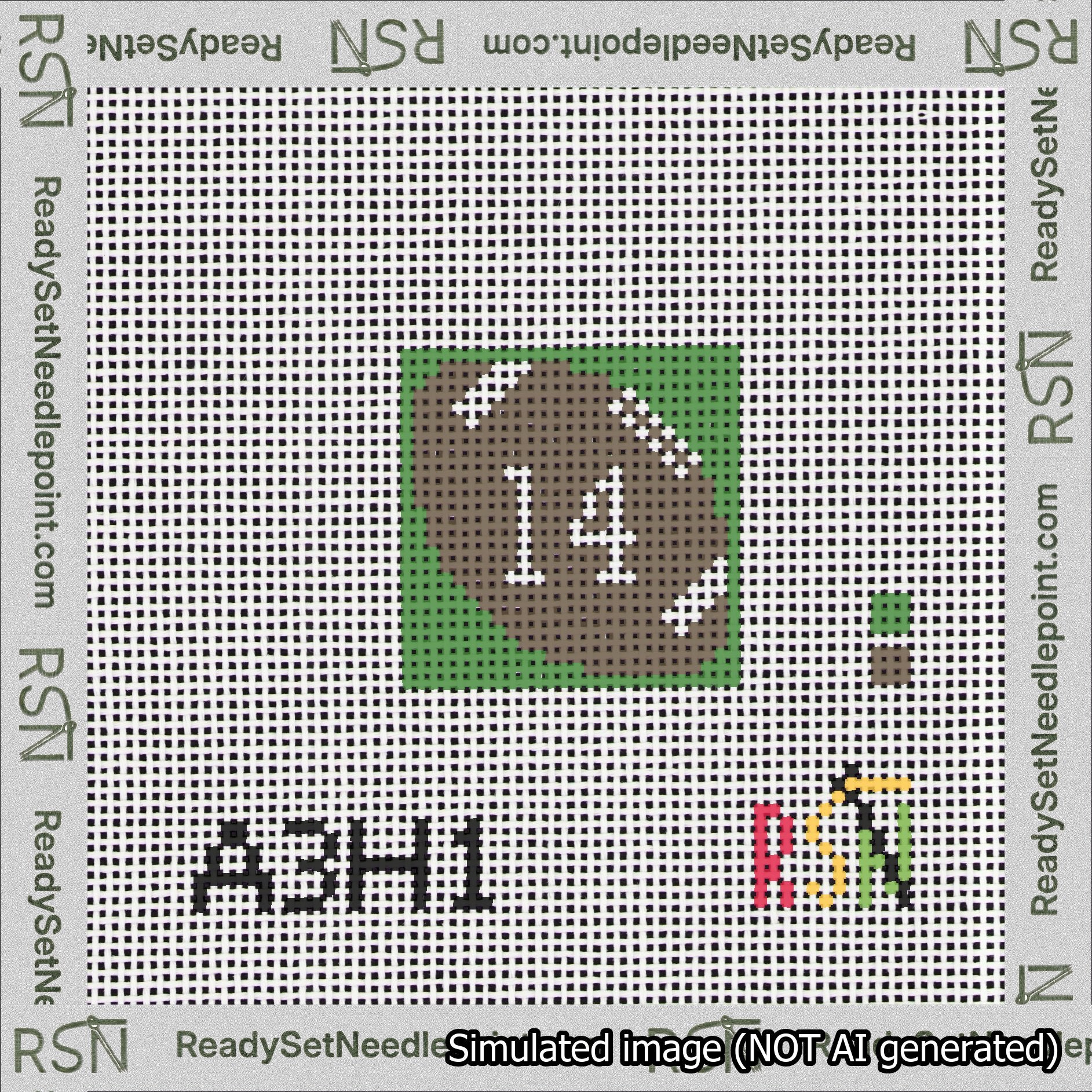 Football Bag Charm White 0-49 Needlepoint Canvas Design