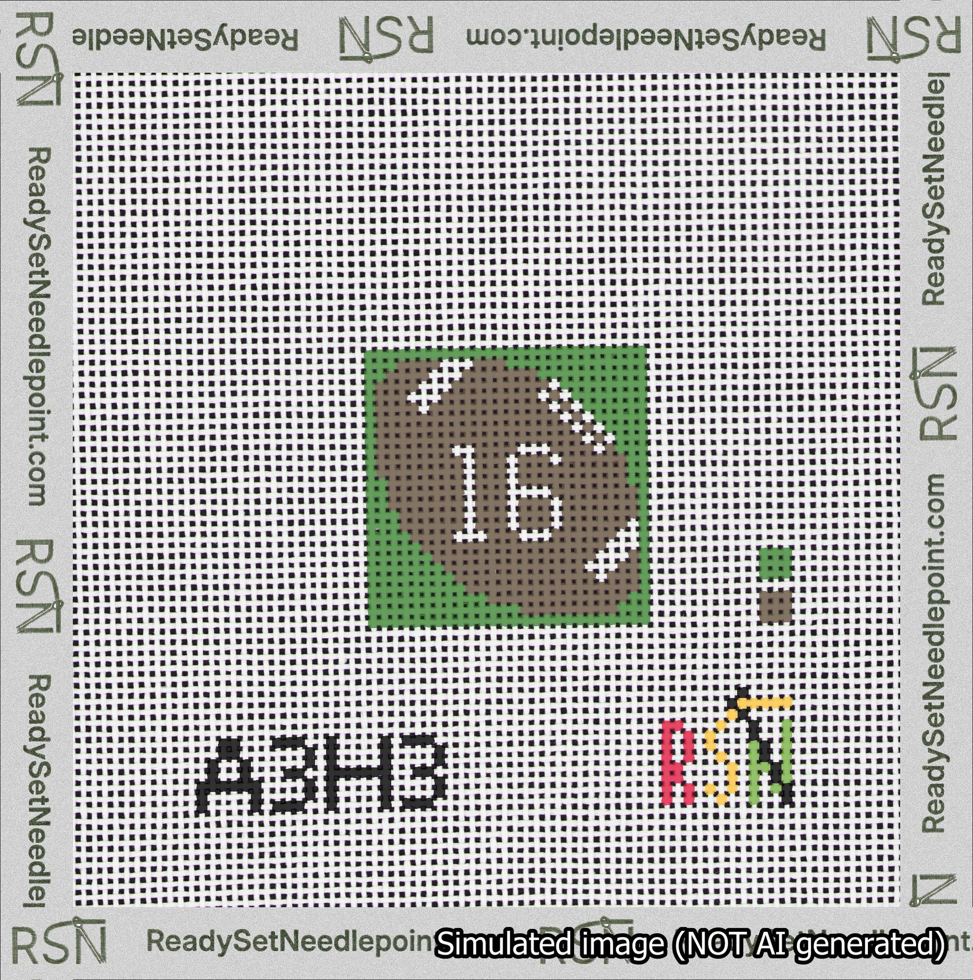 Football Bag Charm White 0-49 Needlepoint Canvas Design