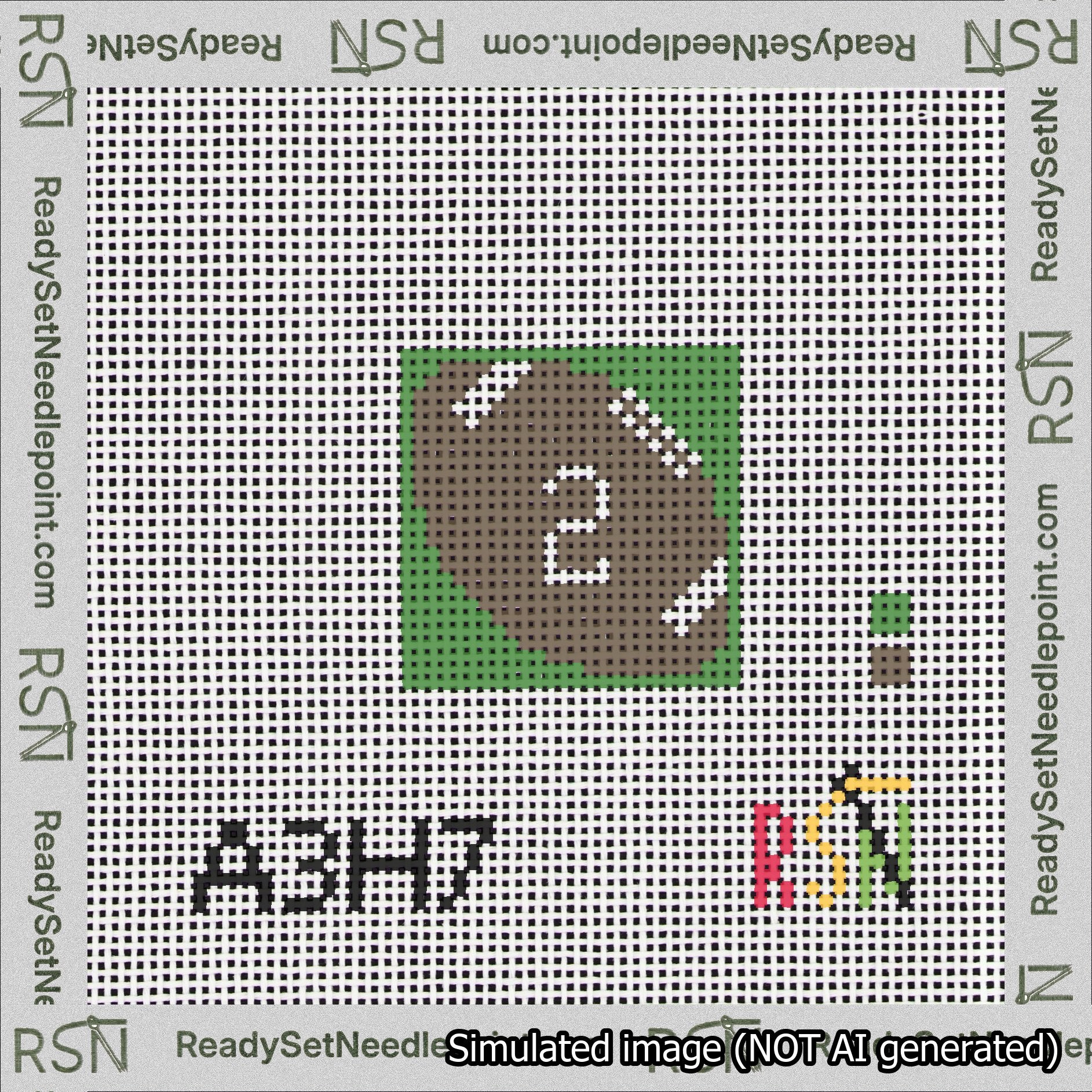 Football Bag Charm White 0-49 Needlepoint Canvas Design