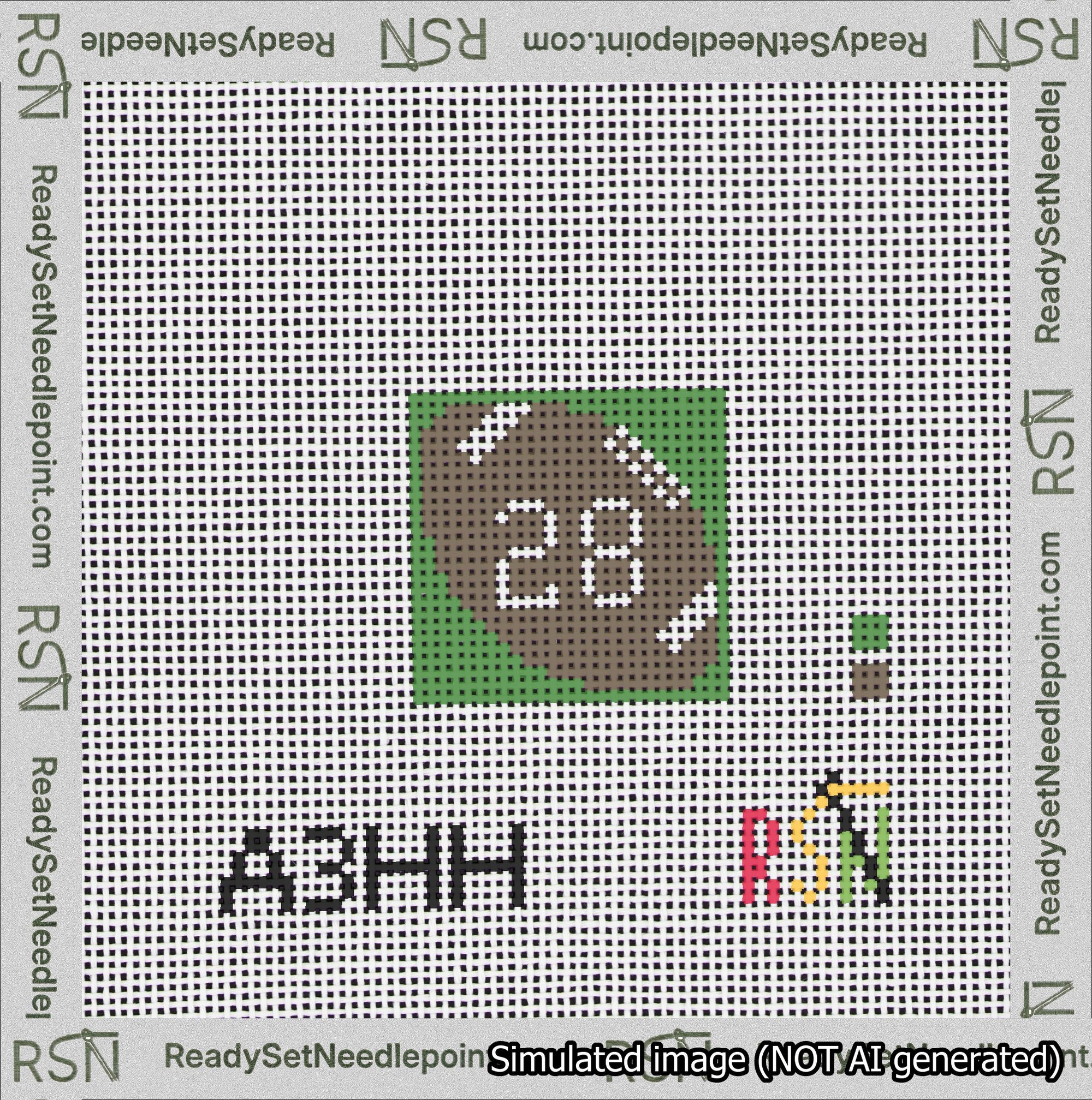 Football Bag Charm White 0-49 Needlepoint Canvas Design