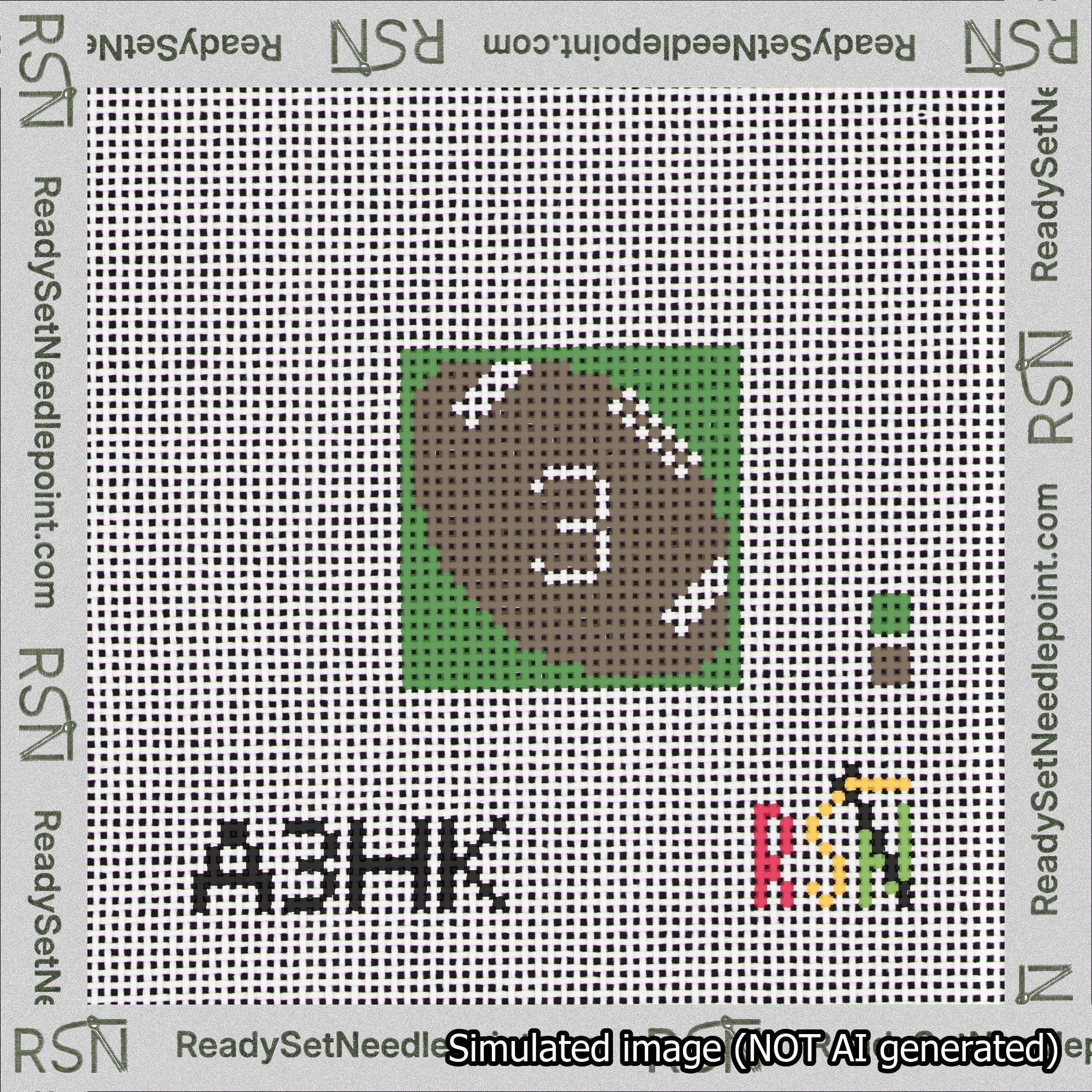 Football Bag Charm White 0-49 Needlepoint Canvas Design