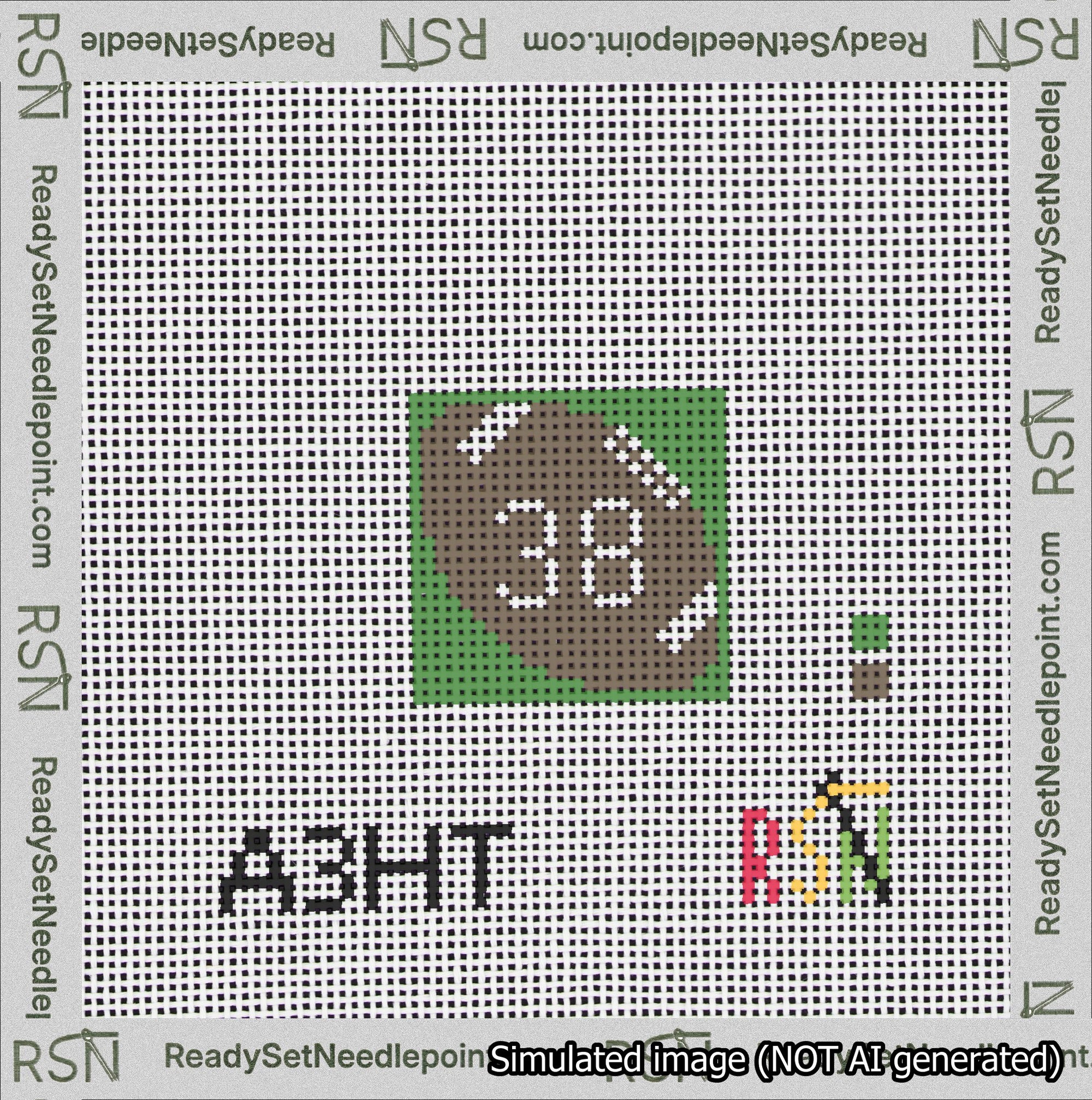 Football Bag Charm White 0-49 Needlepoint Canvas Design