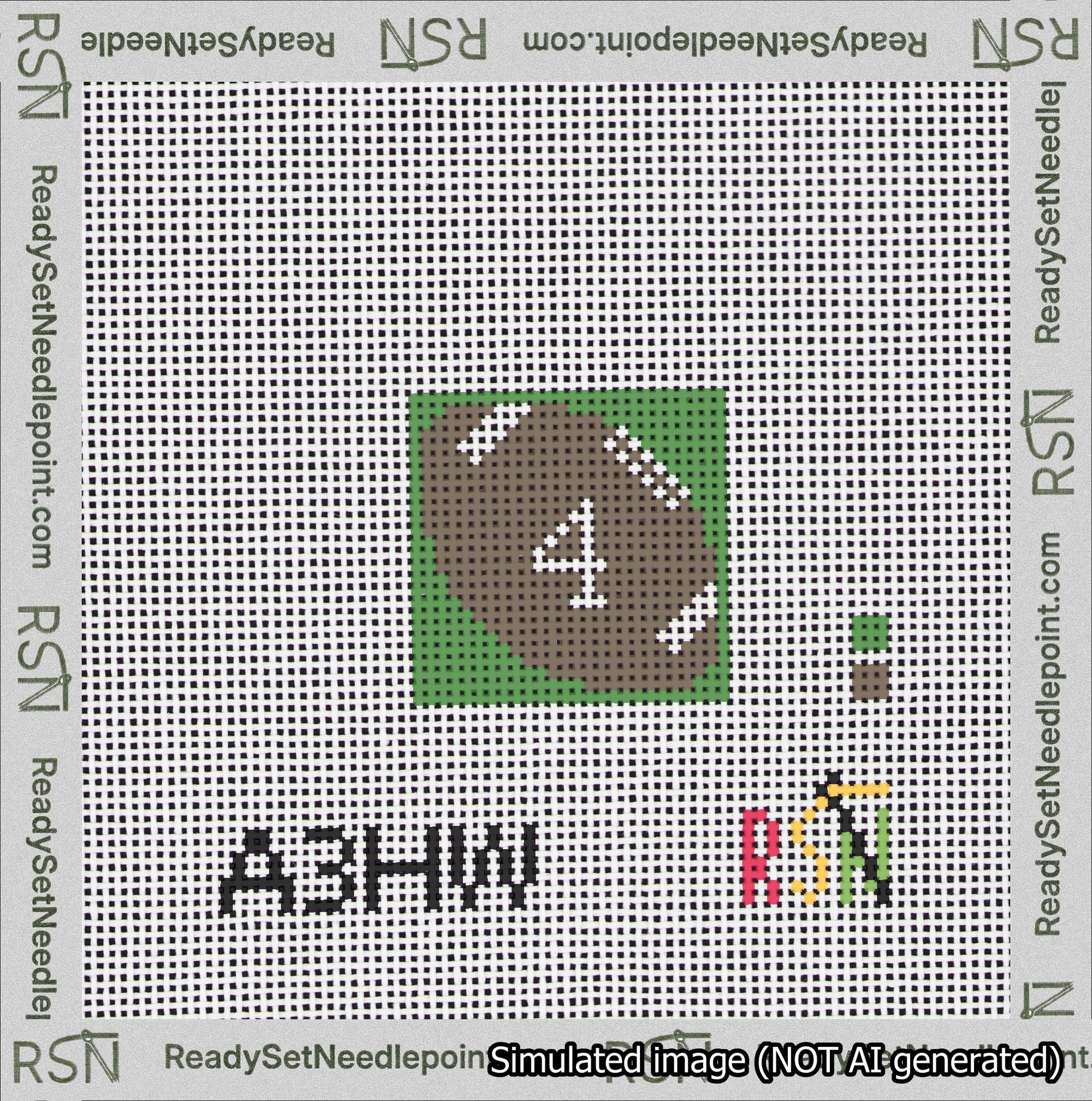 Football Bag Charm White 0-49 Needlepoint Canvas Design