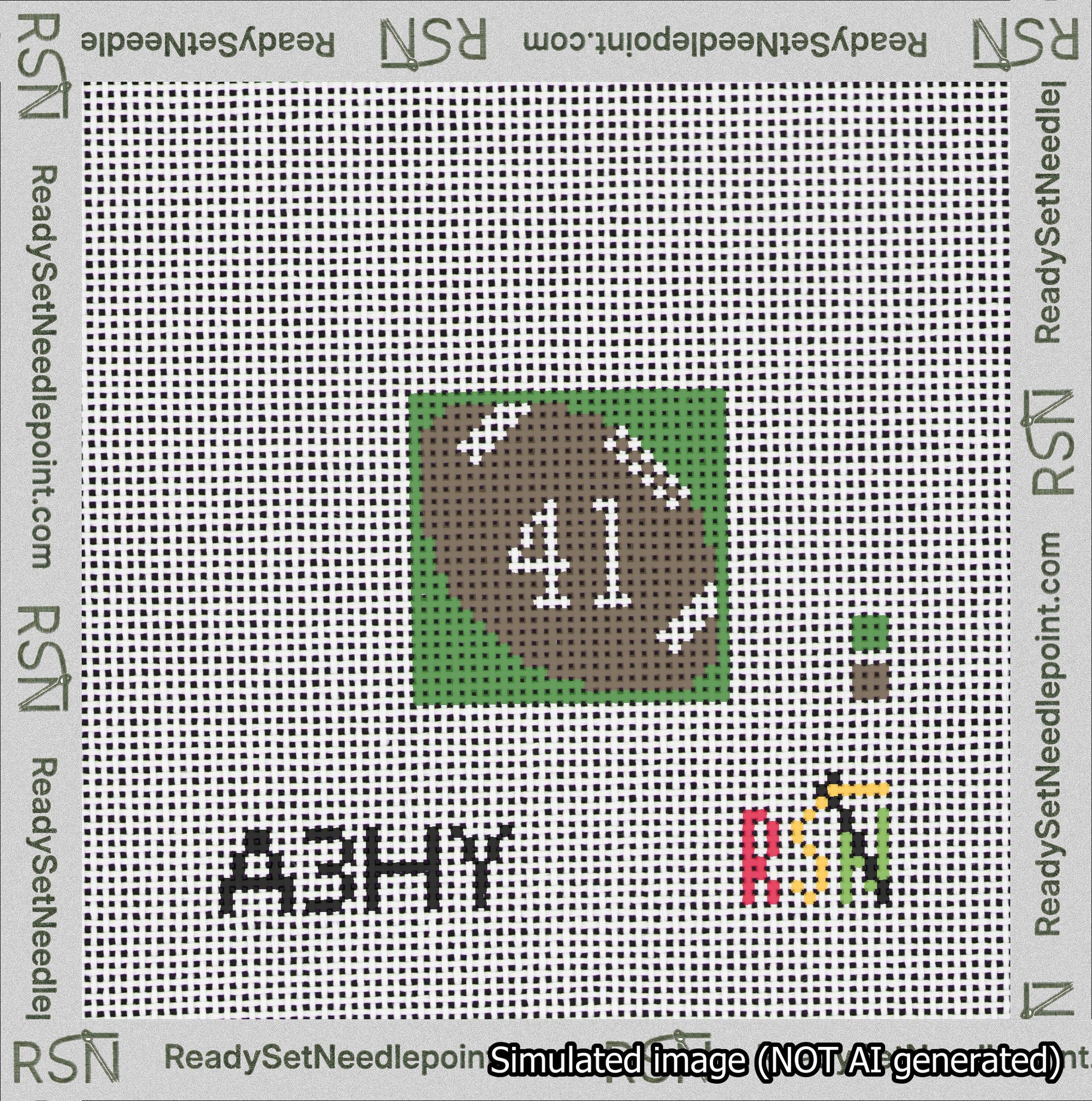 Football Bag Charm White 0-49 Needlepoint Canvas Design