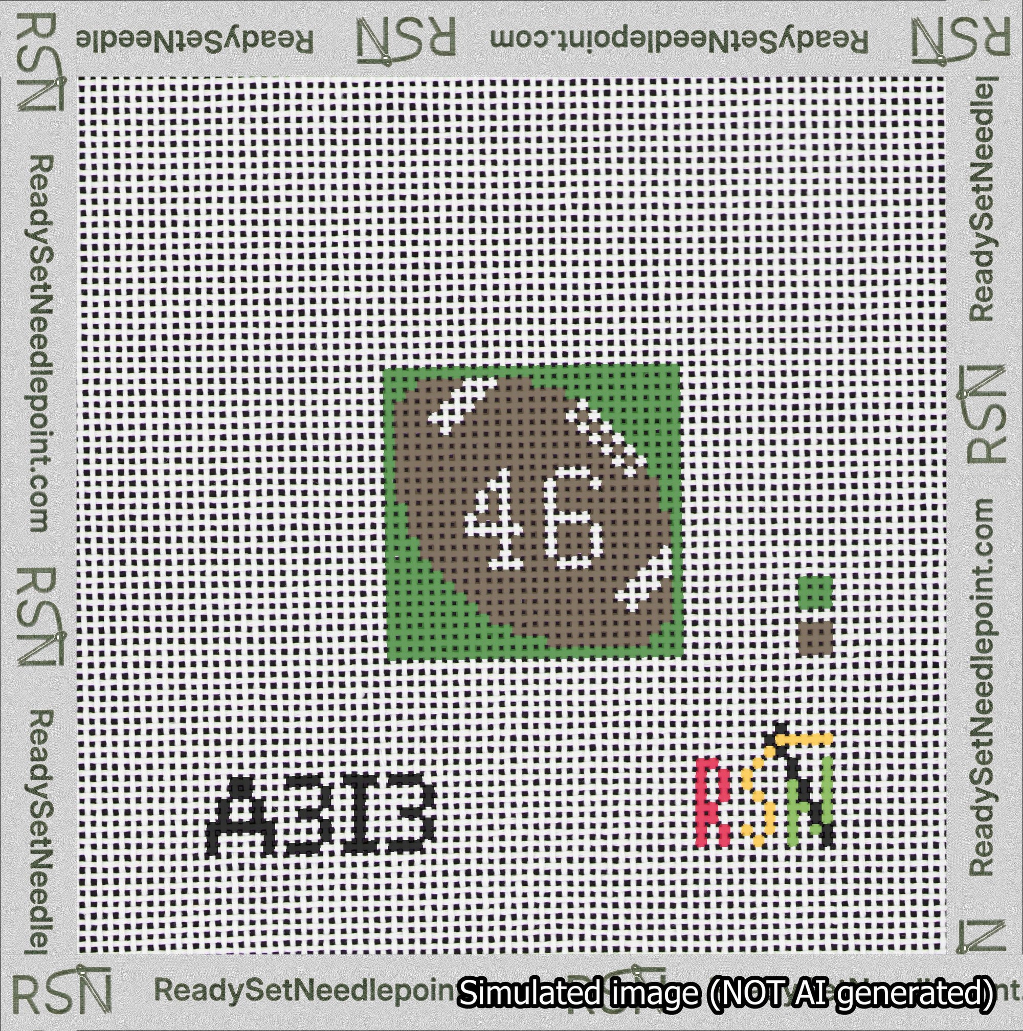 Football Bag Charm White 0-49 Needlepoint Canvas Design