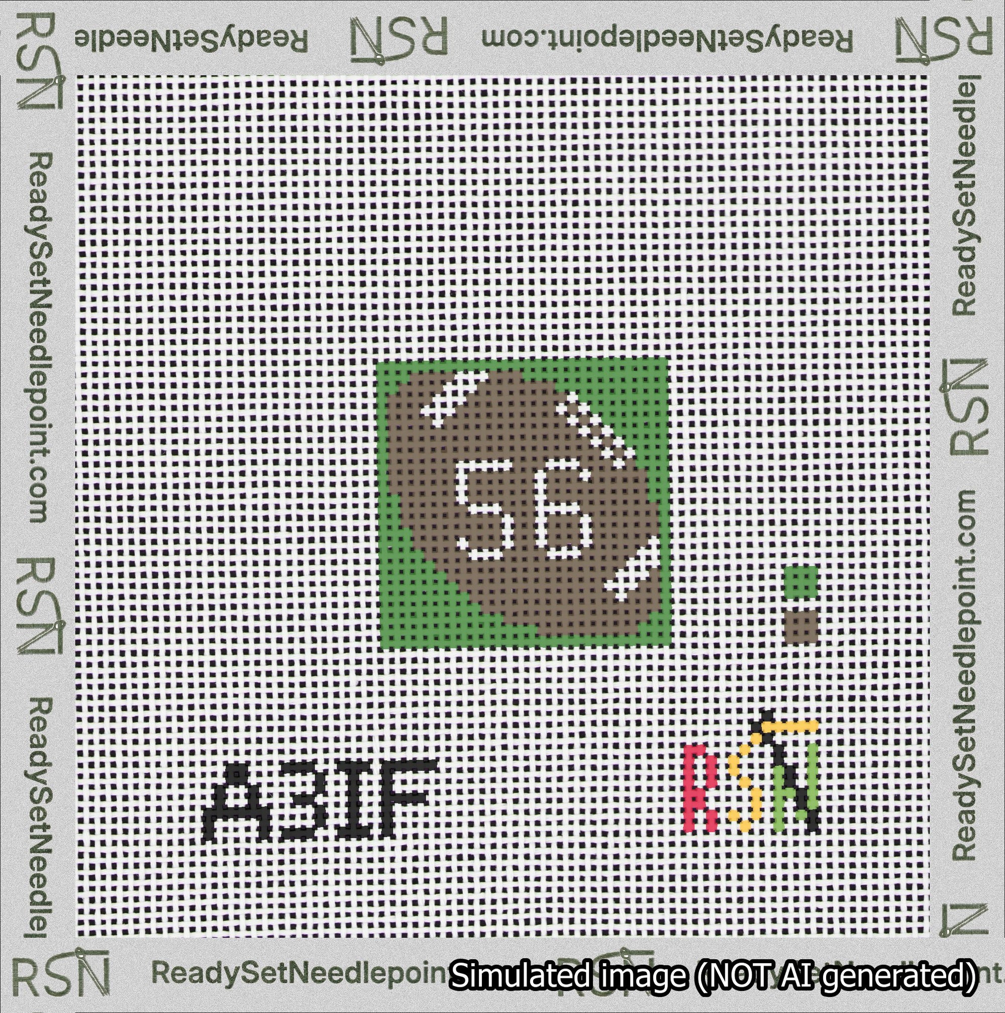 Football Bag Charm White 50-99 Needlepoint Canvas Design