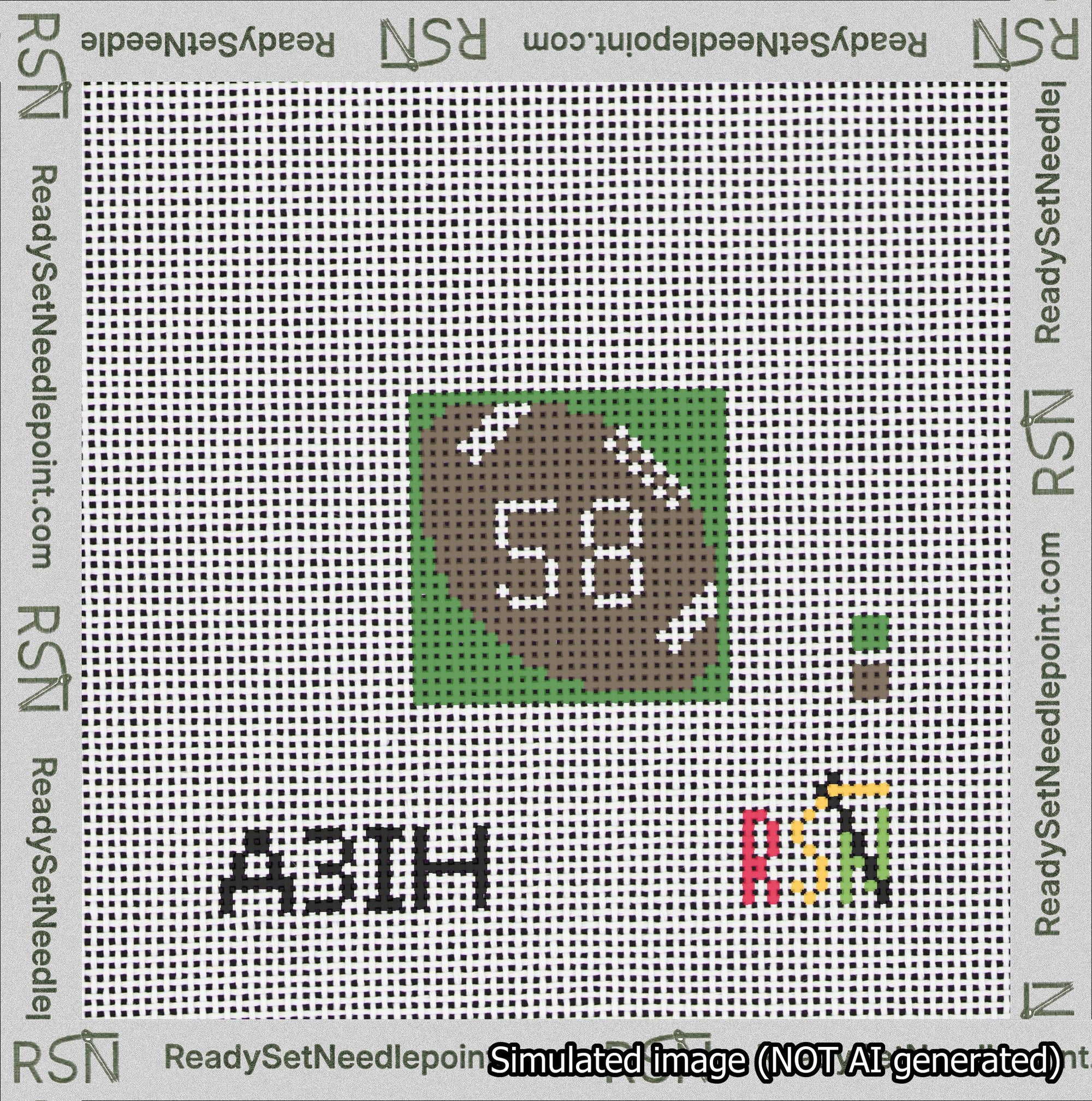 Football Bag Charm White 50-99 Needlepoint Canvas Design