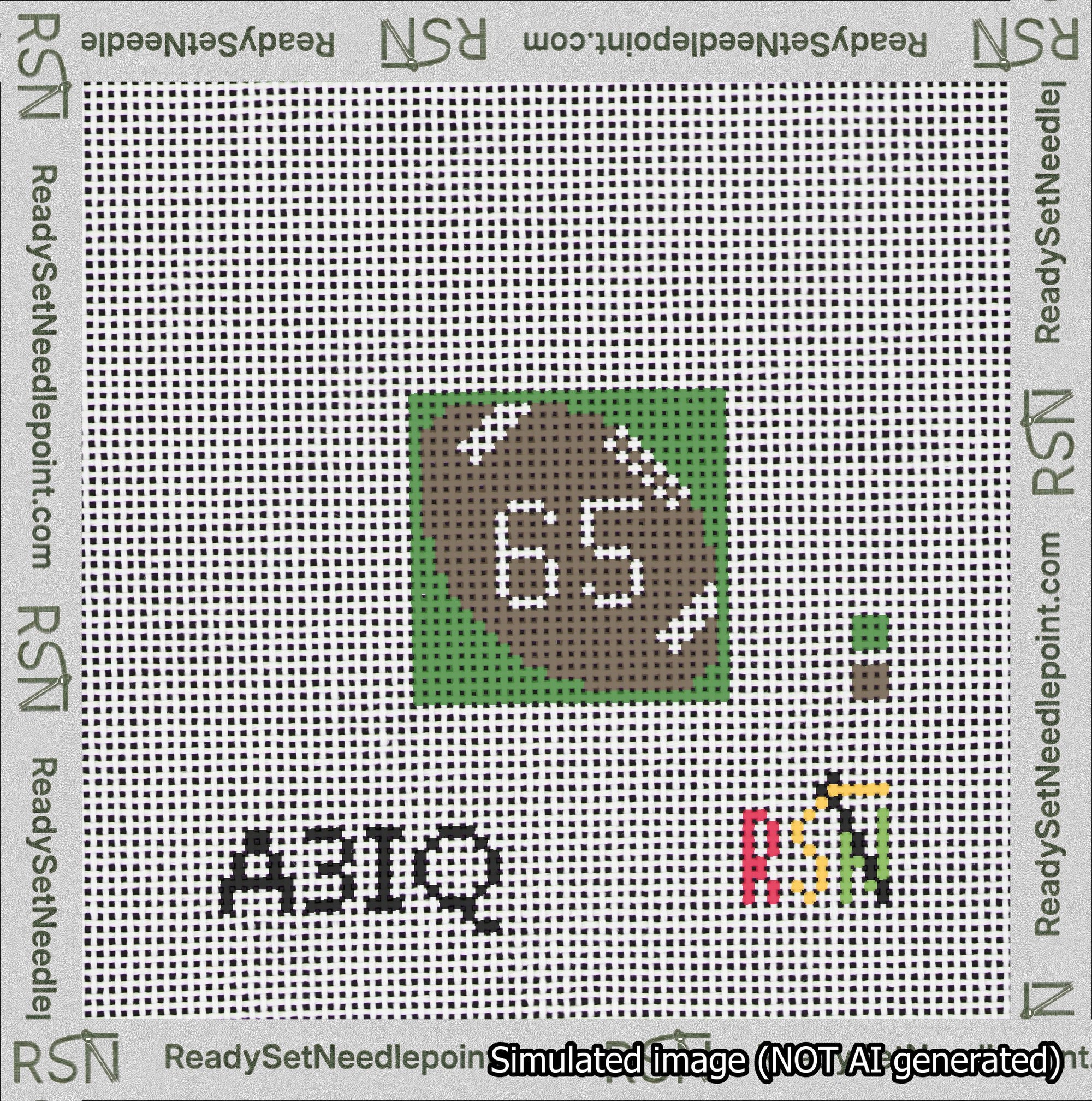 Football Bag Charm White 50-99 Needlepoint Canvas Design