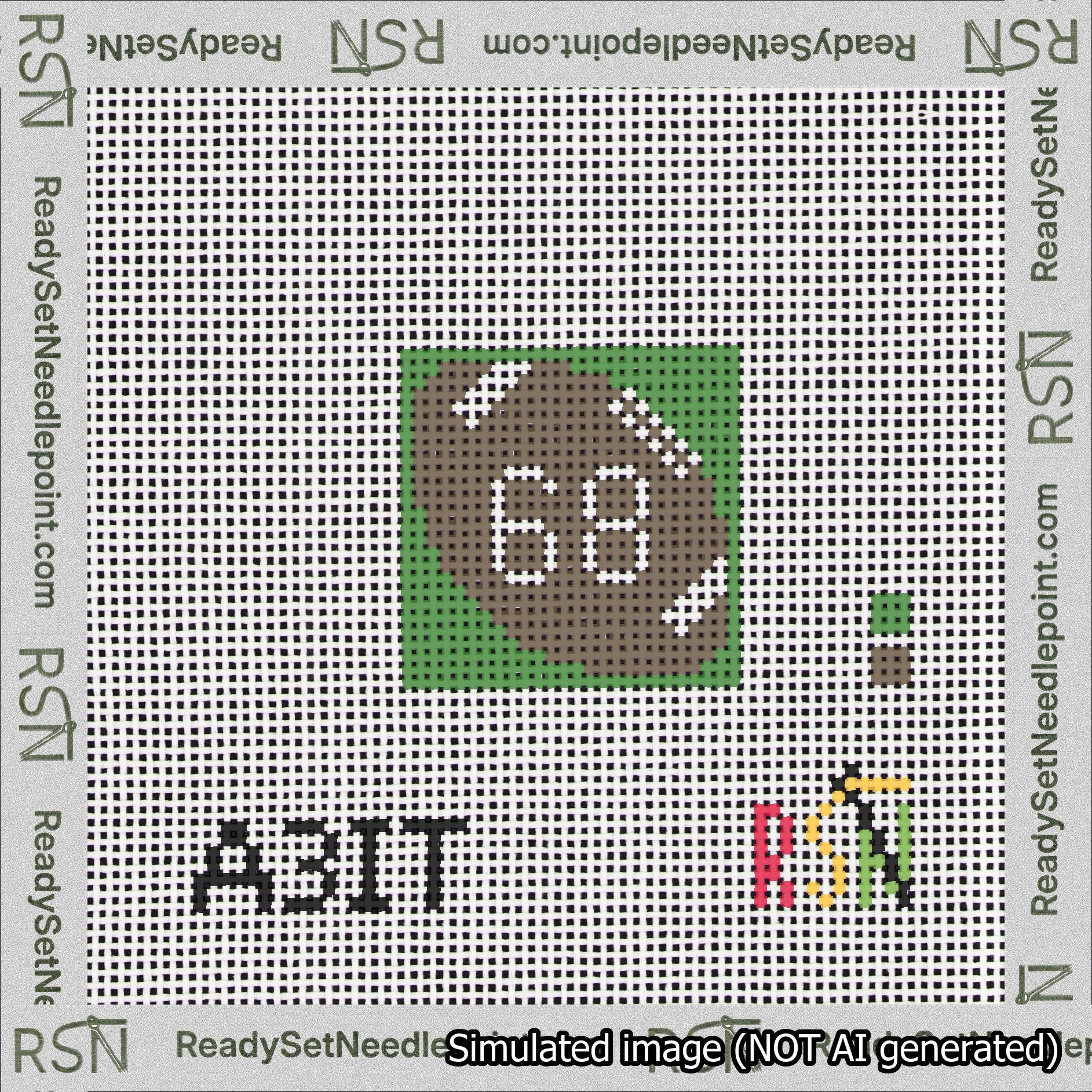 Football Bag Charm White 50-99 Needlepoint Canvas Design