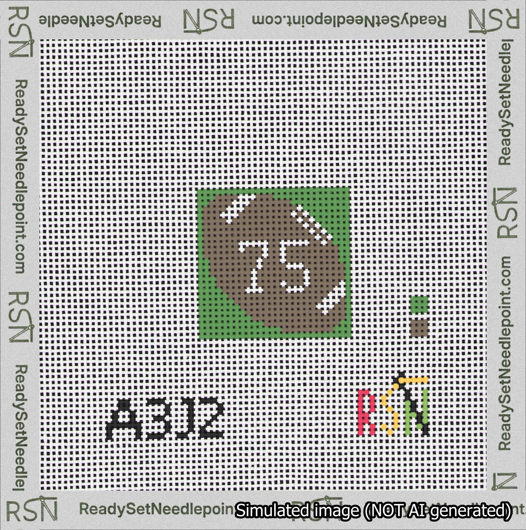 Football Bag Charm White 50-99 Needlepoint Canvas Design