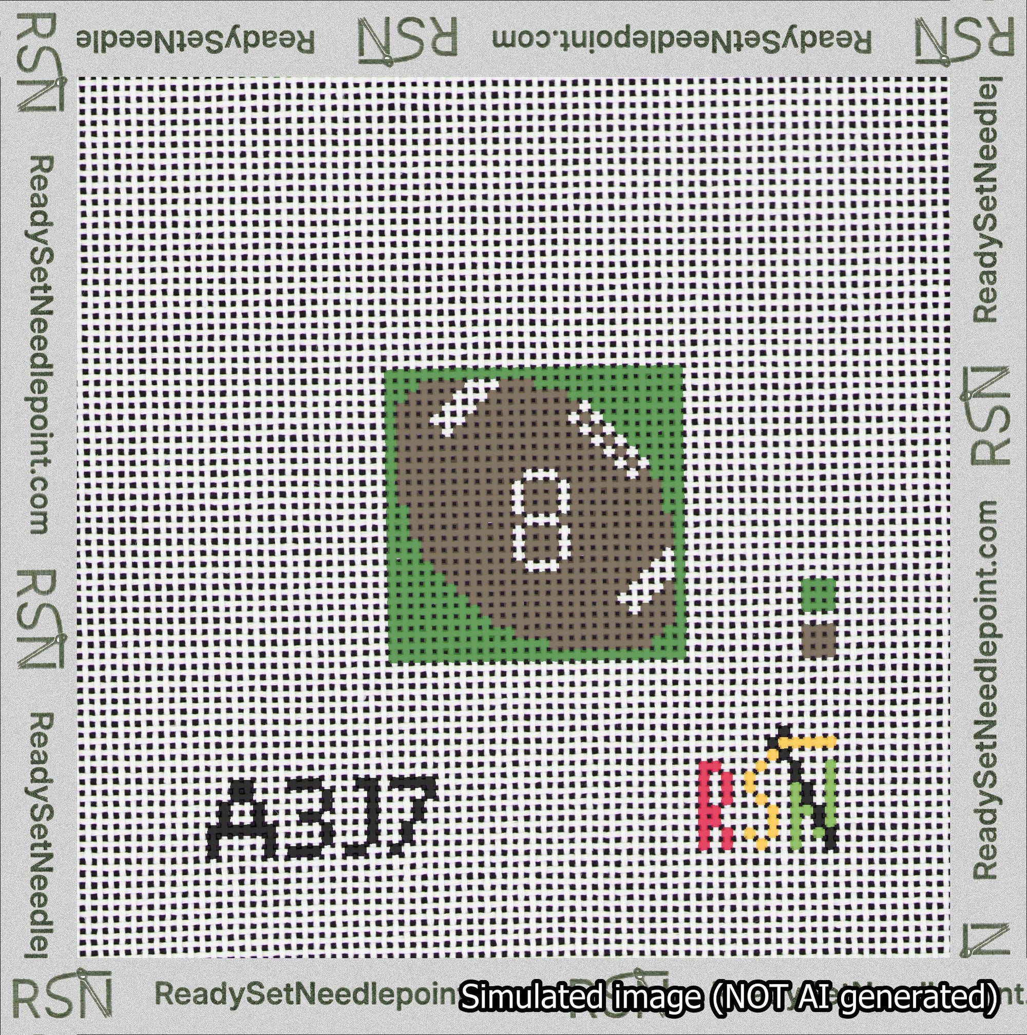 Football Bag Charm White 0-49 Needlepoint Canvas Design
